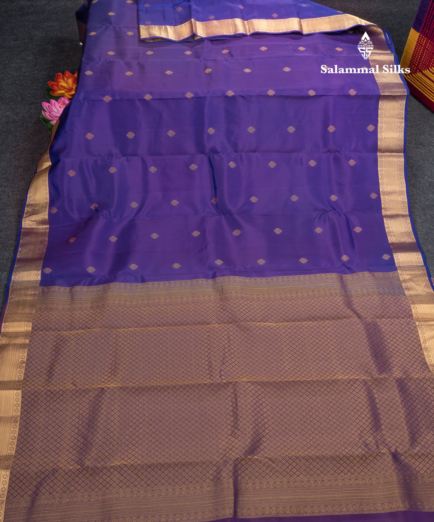 Violet Pure Silk Mix Saree With Contrast Purple Blouse