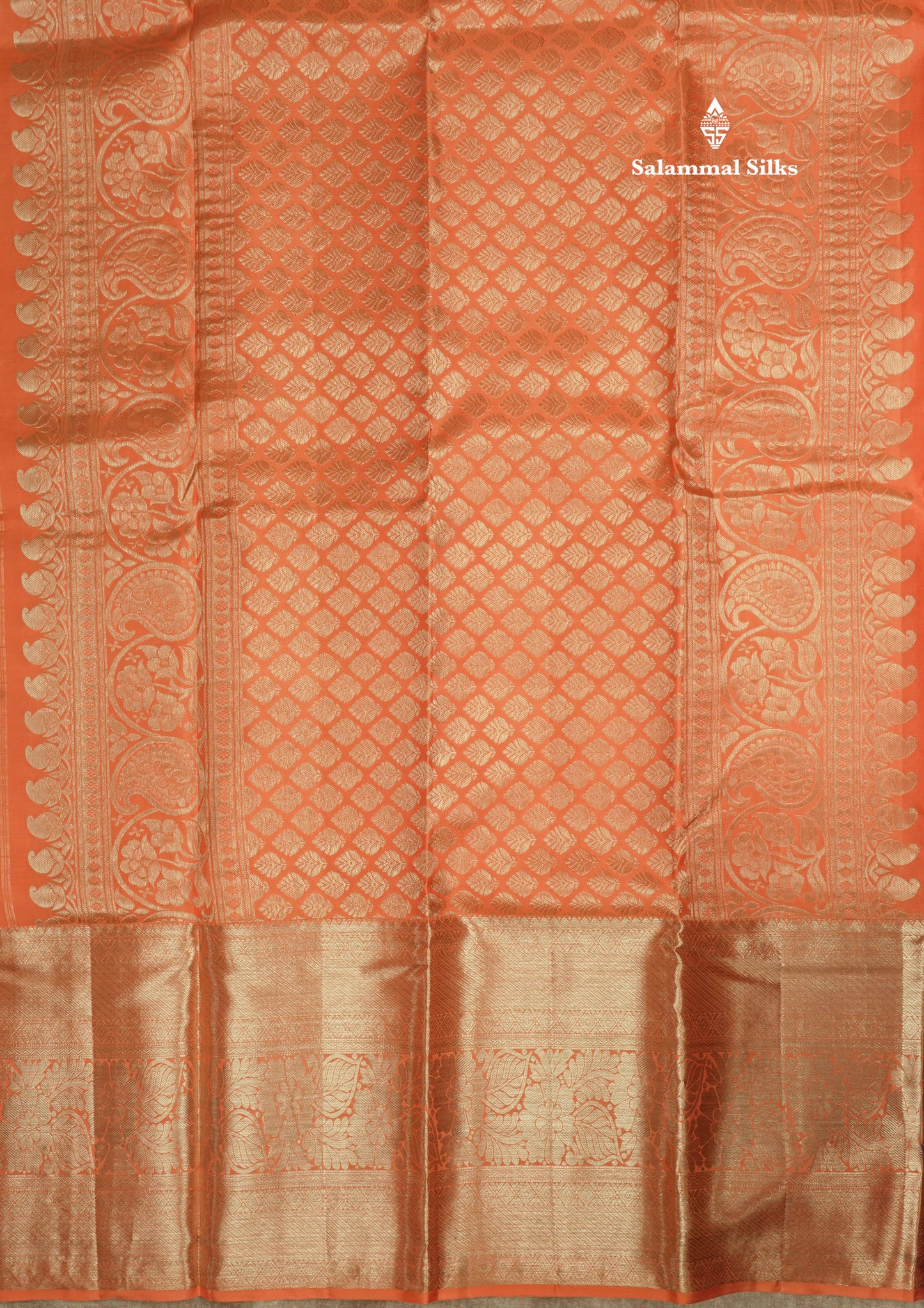 Orange Bridal Pure Kanjivaram Silk Saree With Self Border