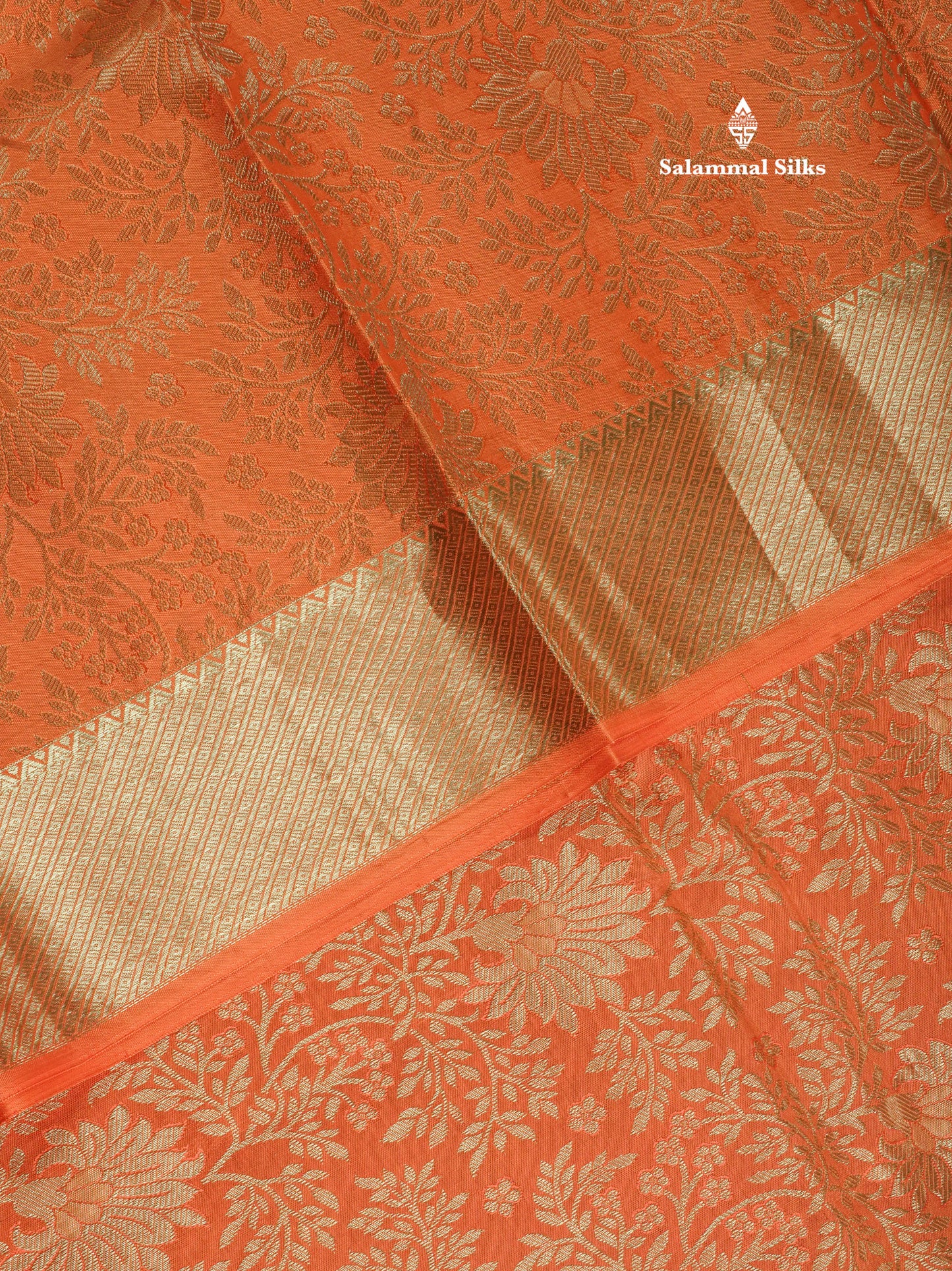 Orange Bridal Pure Kanjivaram Silk Saree With Self Border