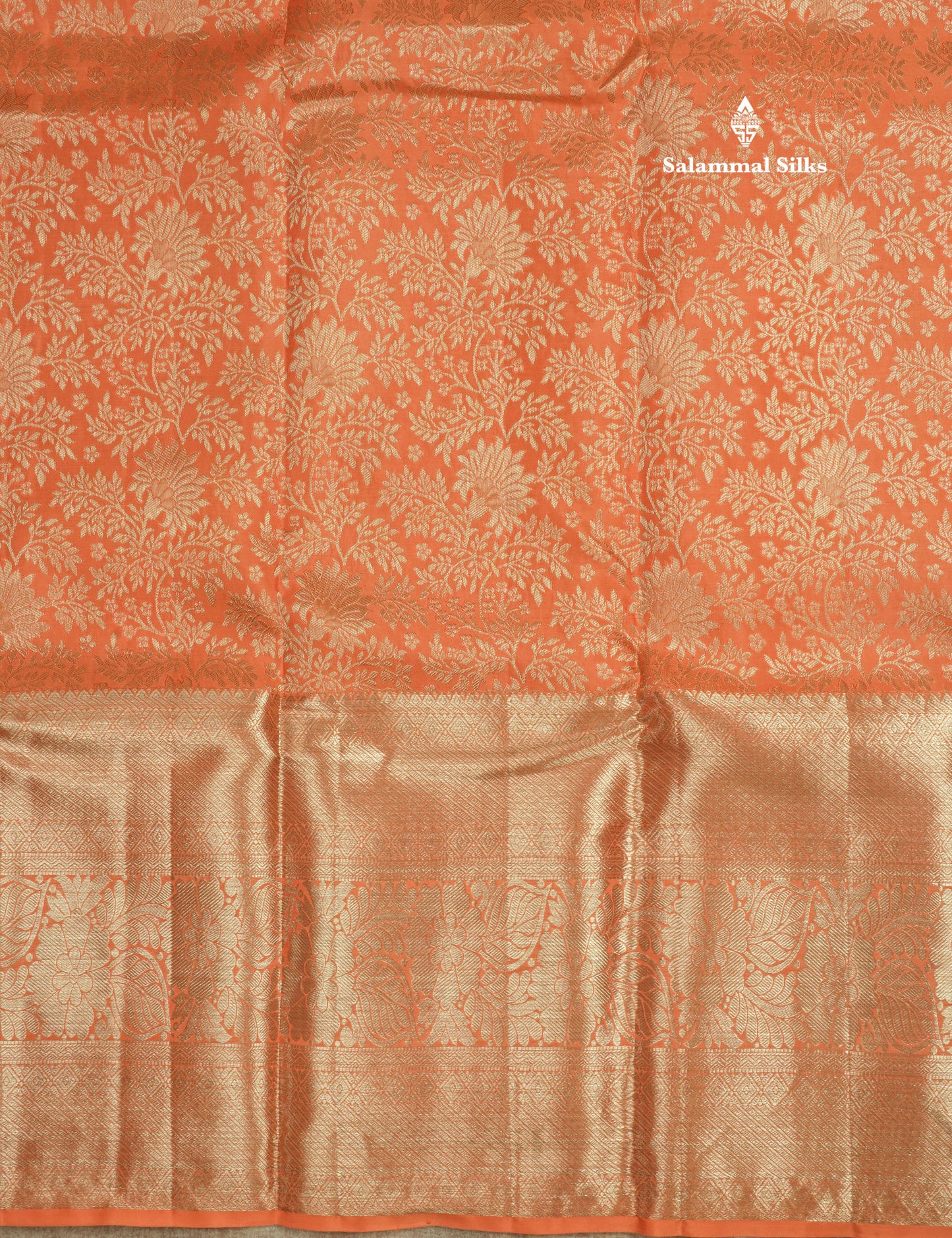 Orange Bridal Pure Kanjivaram Silk Saree With Self Border