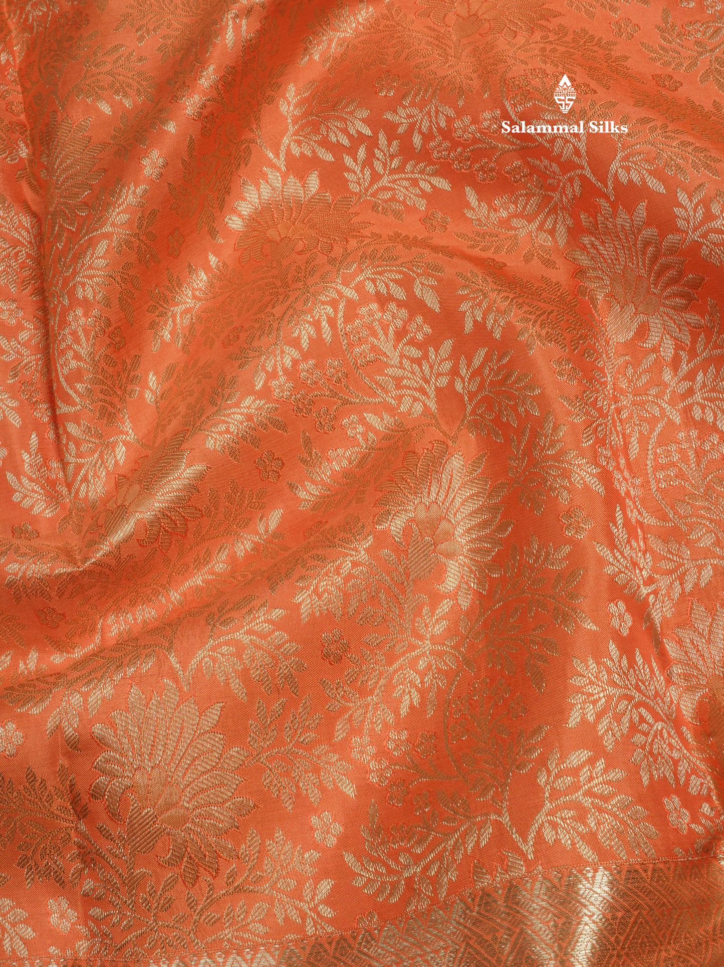 Orange Bridal Pure Kanjivaram Silk Saree With Self Border