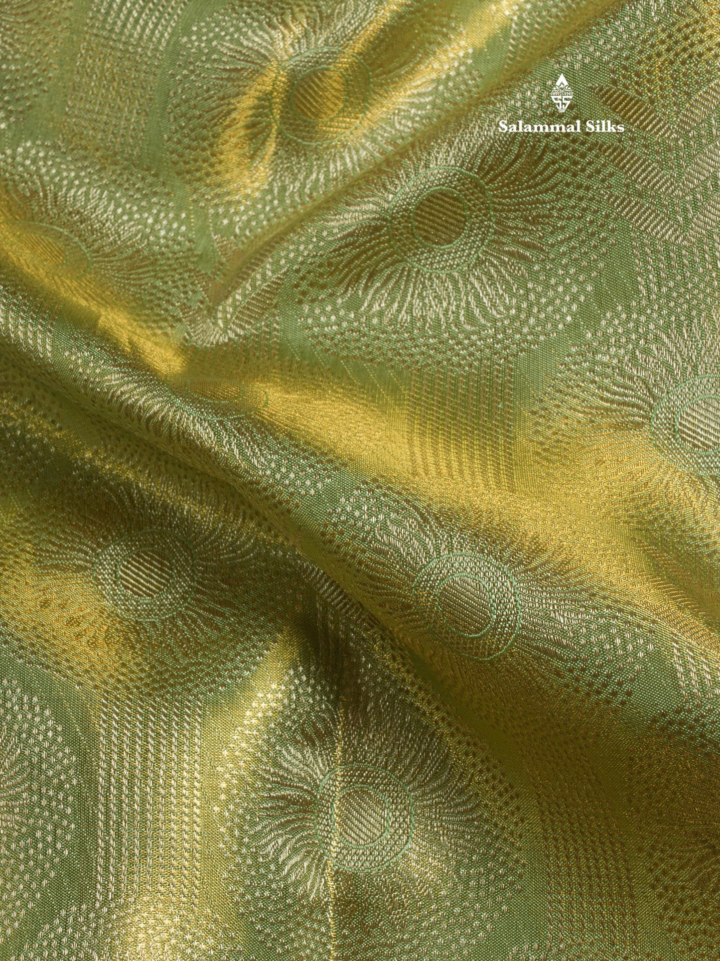 Korvai Pista Green Beautiful Tissue Bridal Pure Silk Saree With Magenta Border
