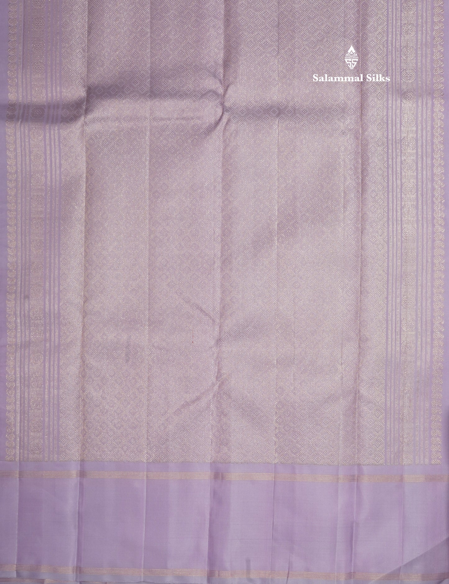 Baby Pink Fancy Gold Silver Zari Lines Pure Kanjivaram Silk Saree With Light Lavander Border