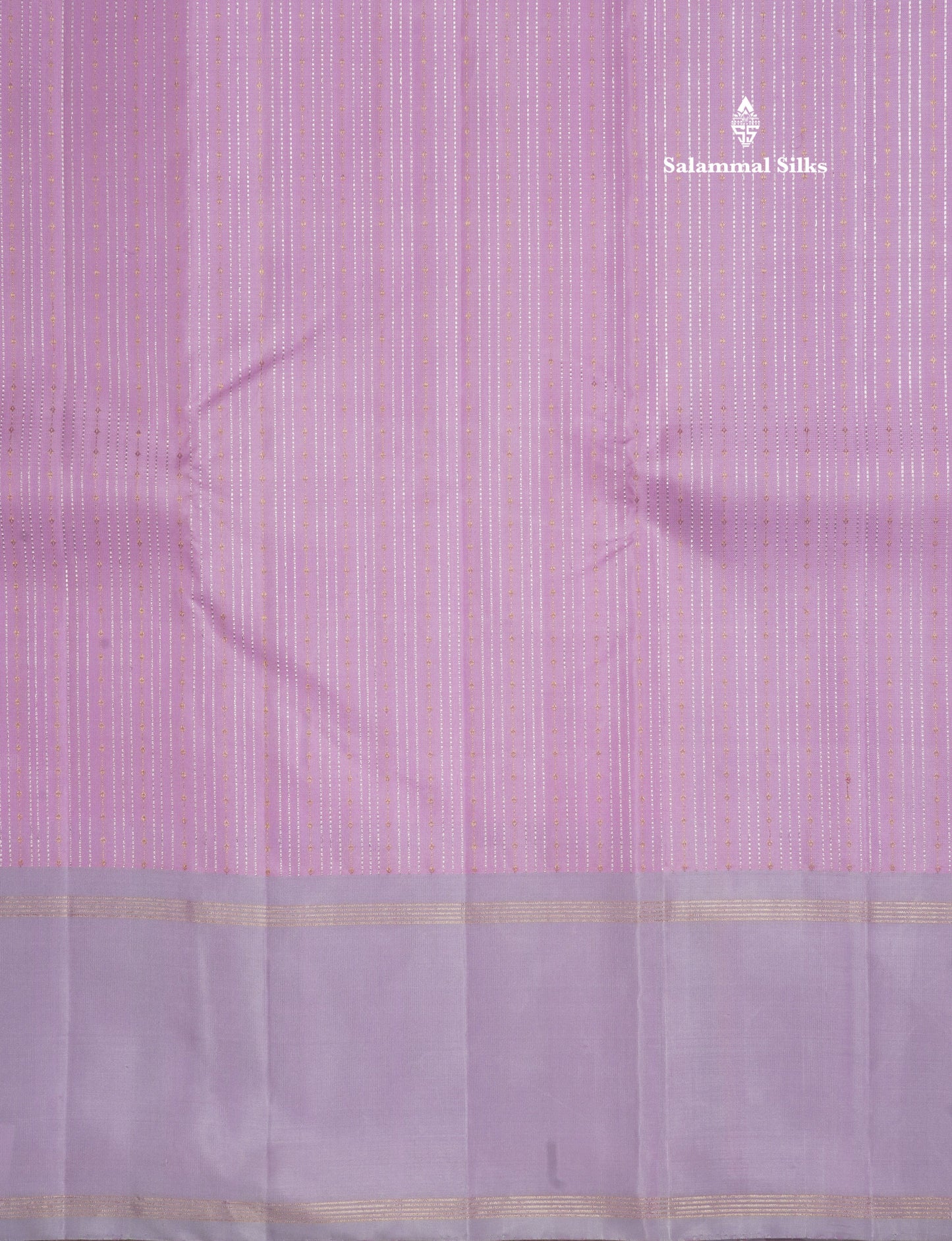 Baby Pink Fancy Gold Silver Zari Lines Pure Kanjivaram Silk Saree With Light Lavander Border