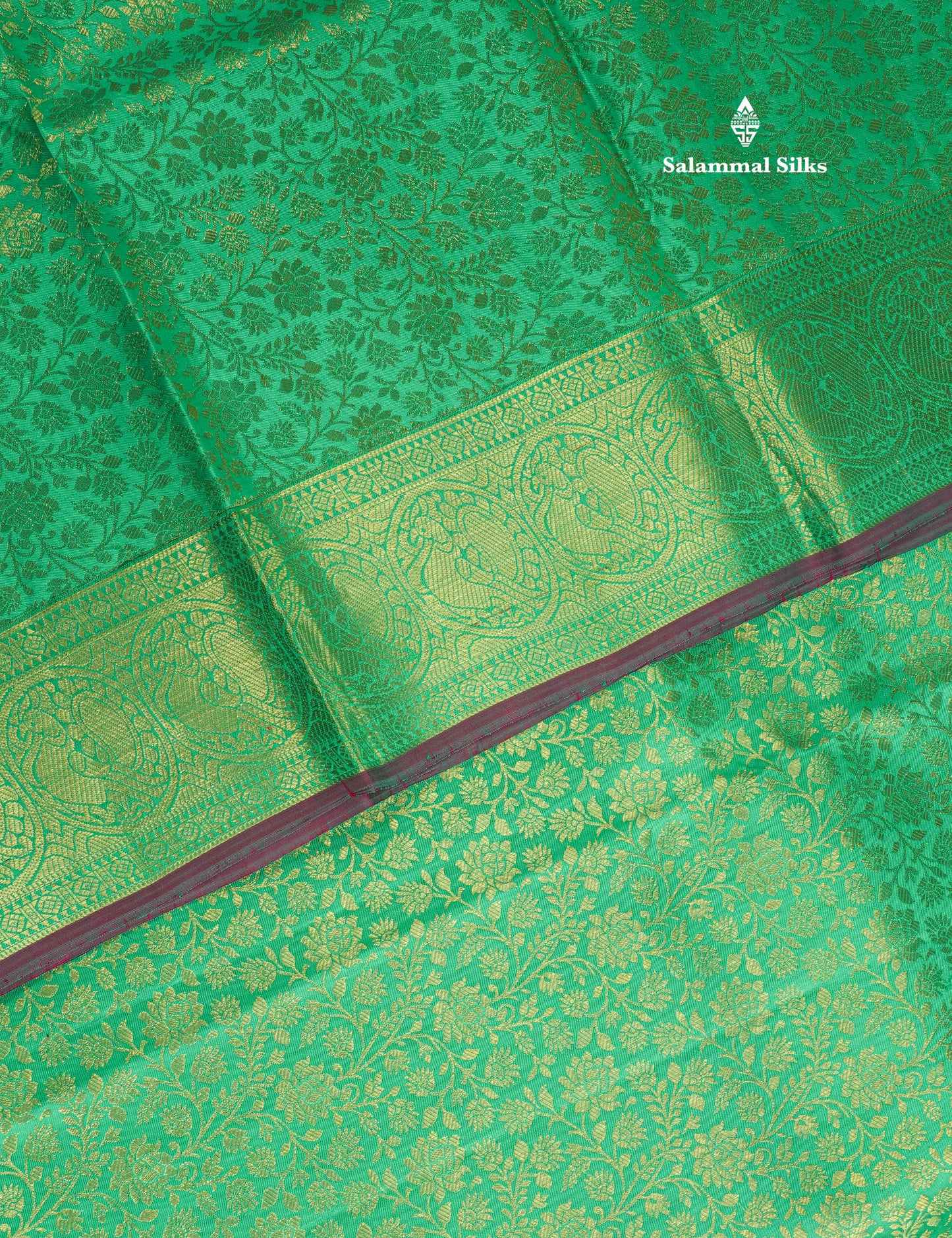 Green Bridal Pure Kanjivaram Silk Saree With Gold Zari Long Border