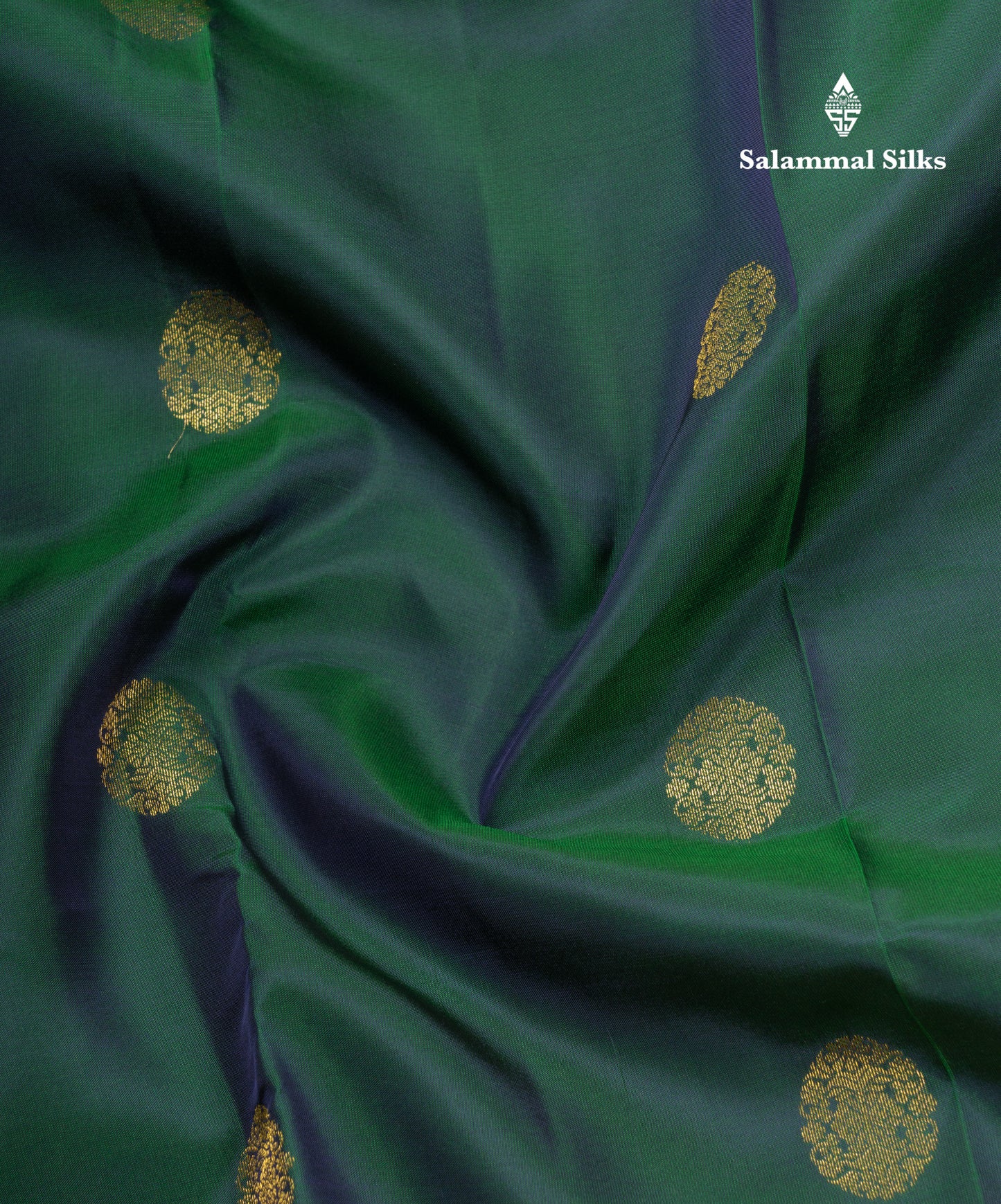 Peacock Green Pure Silk Mix Saree With Contrast Magenta Border