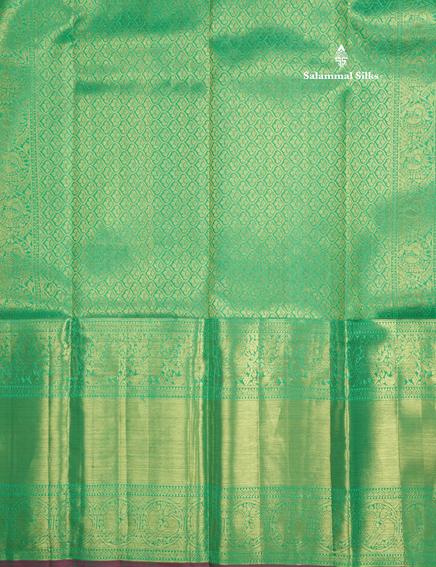 Green Bridal Pure Kanjivaram Silk Saree With Gold Zari Long Border