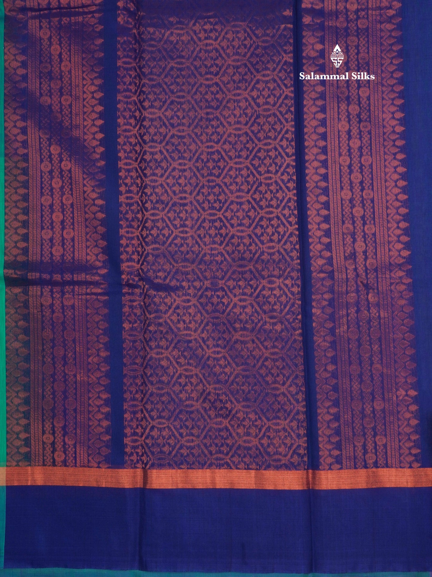 Sapphire Green Beautiful SICO Cotton Saree With Rama Blue Border