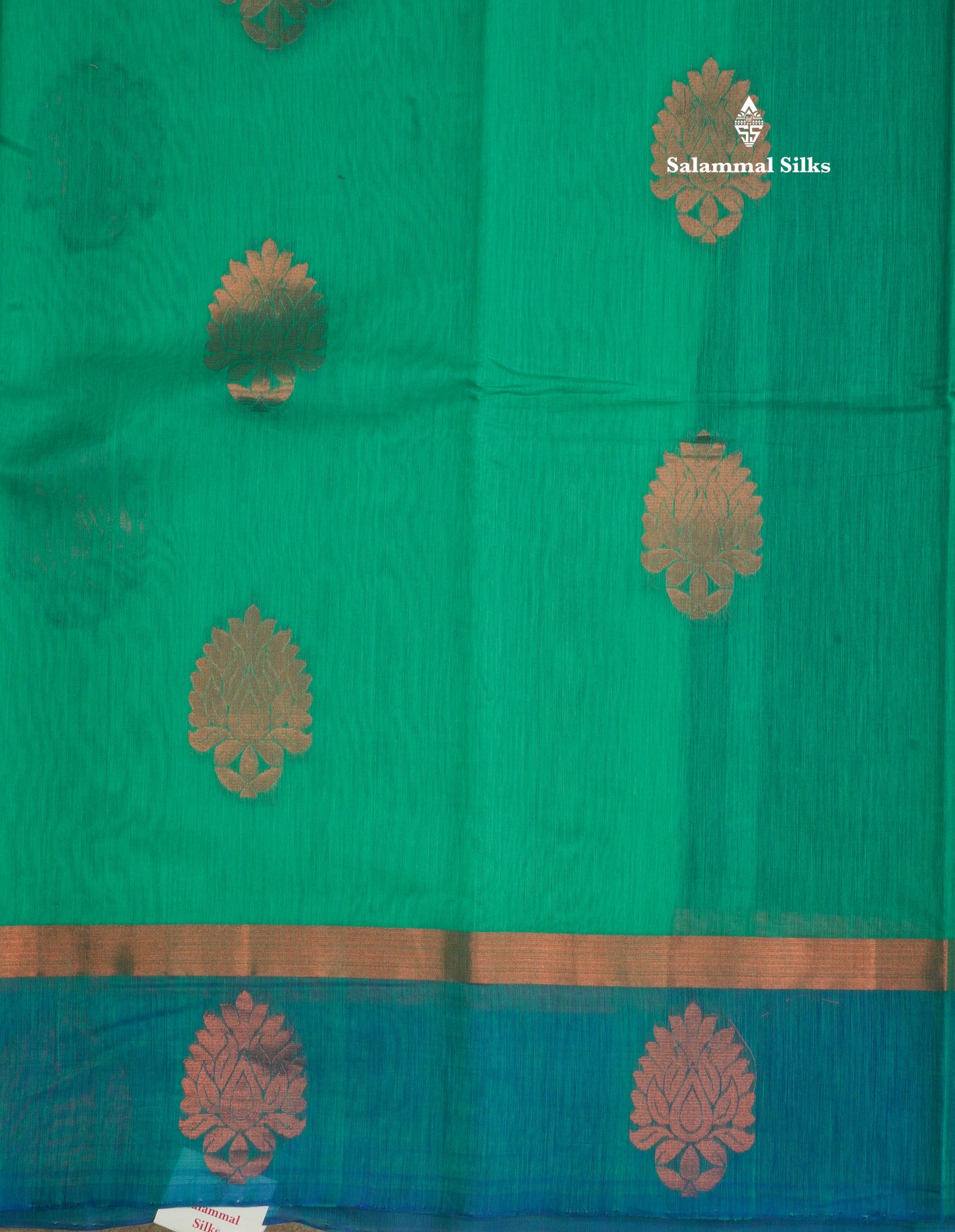 Sapphire Green Beautiful SICO Cotton Saree With Rama Blue Border