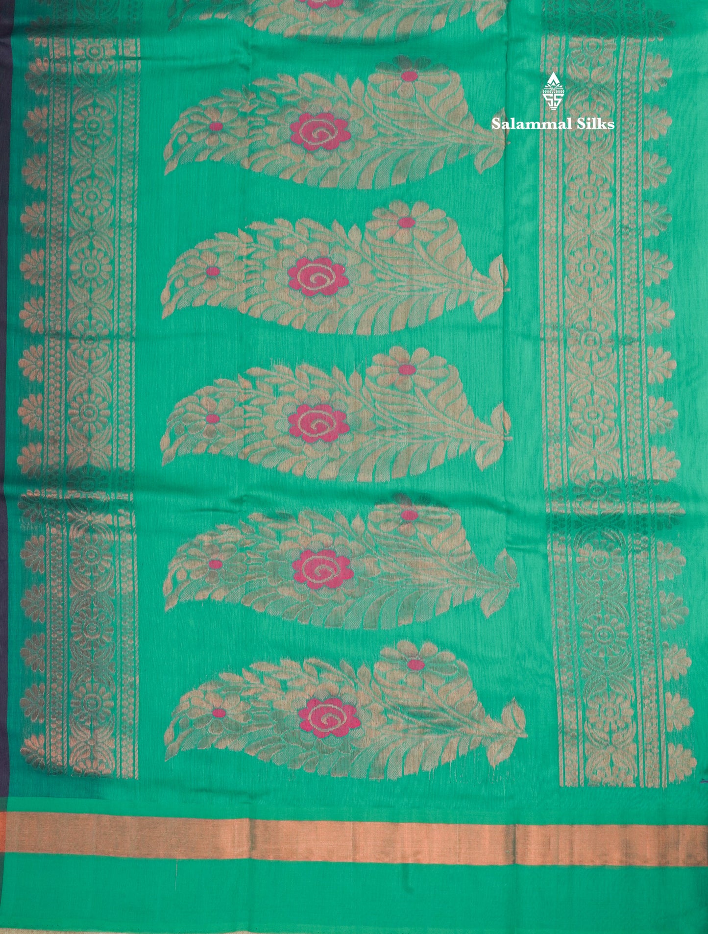 Violet Beautiful SICO Cotton Saree With Sapphire Green Border