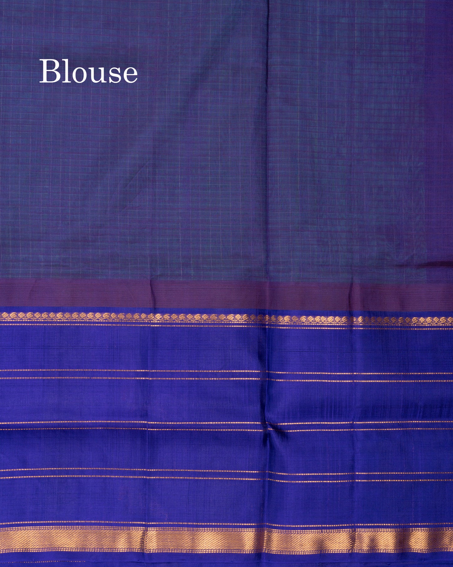 Sapphire Green Small Checks Pure Silk Cotton Saree With Contrast Long Violet Border & Parrot Motifs