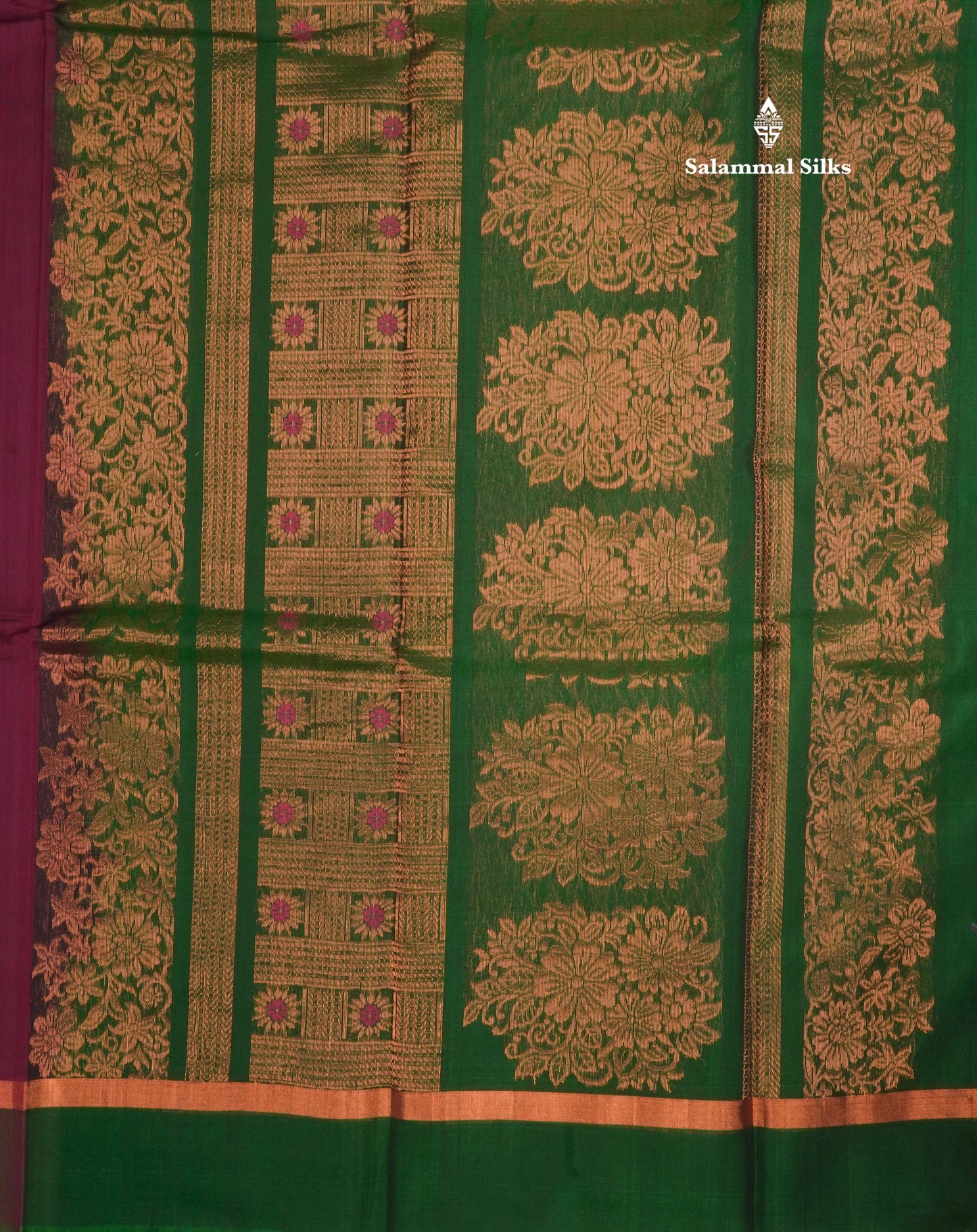 Violet Beautiful SICO Cotton Saree With Bottle Green Border