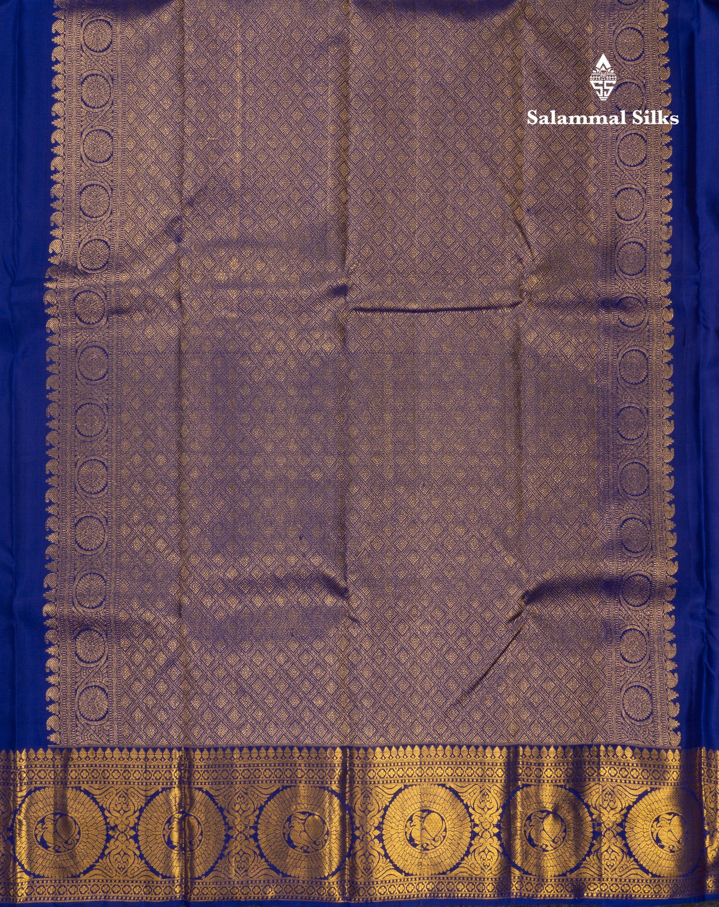 Kanjivaram Ramar Blue Vanasingaram Pure Silk Saree With Contrast Violet Broder