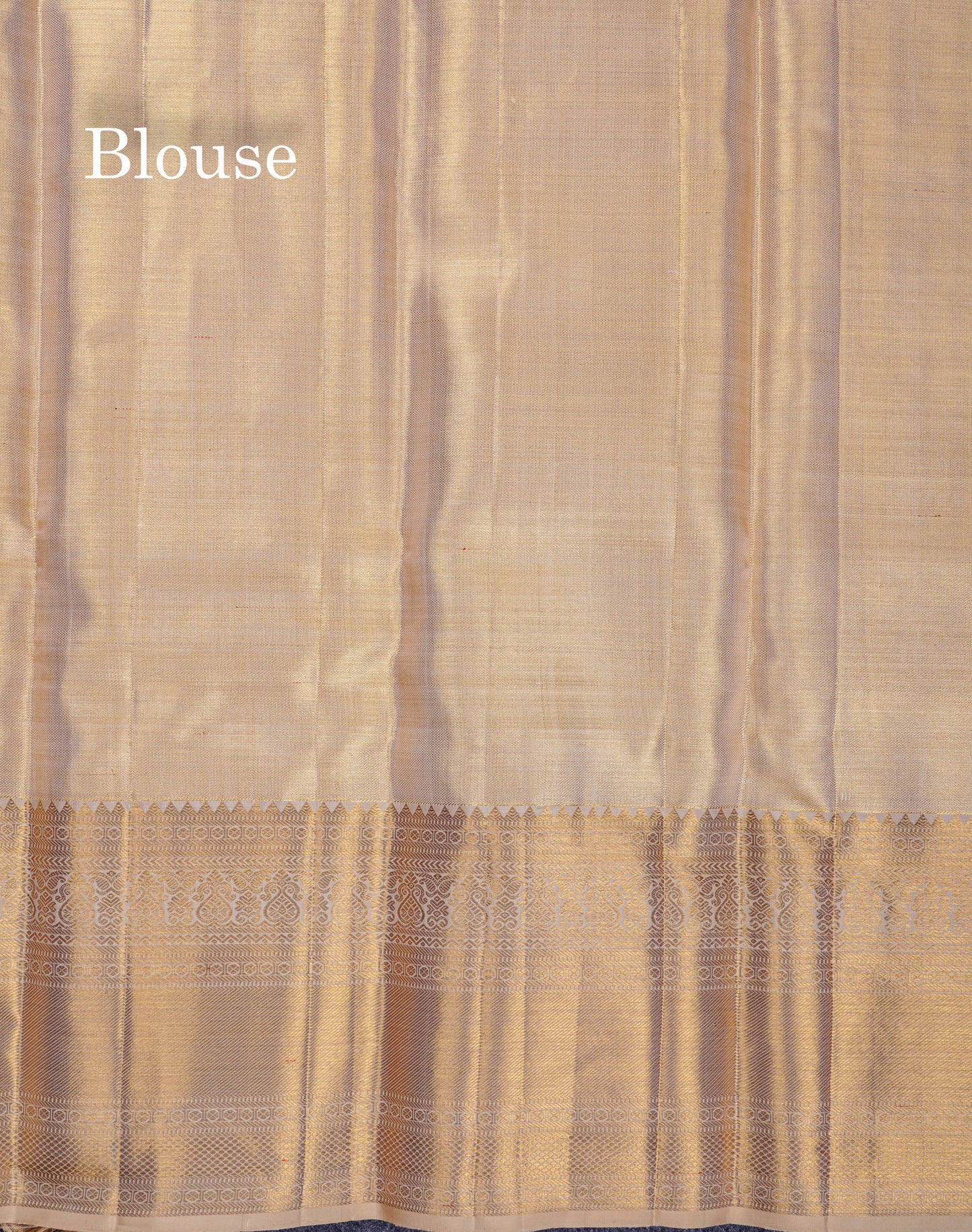 Beautiful Beige Tissue 2G Pure Kanjivaram Silk Saree With Traditional Evening Morning Border