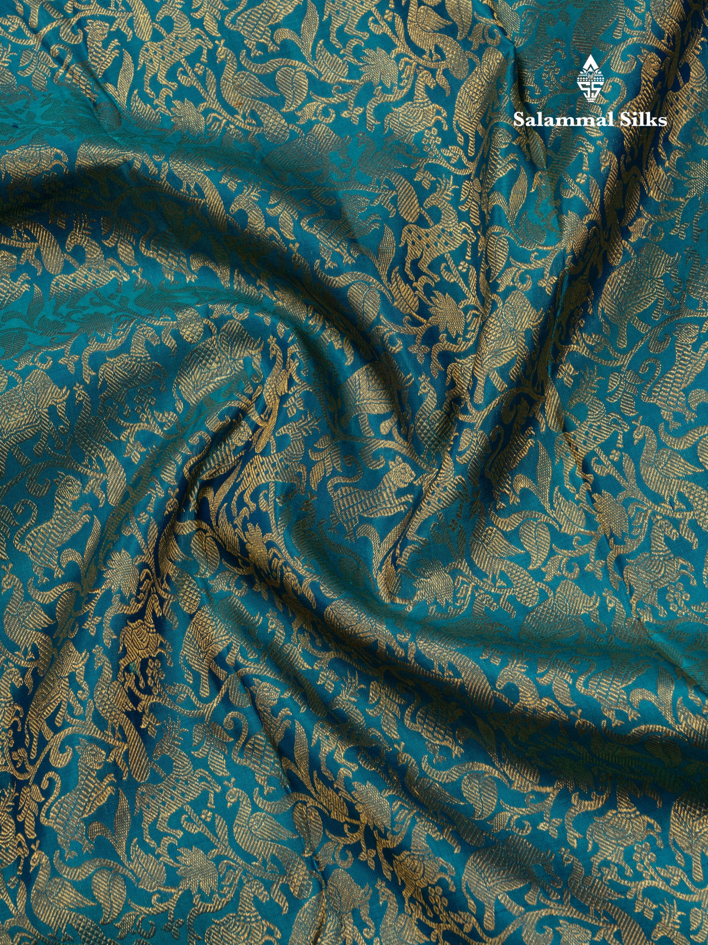 Kanjivaram Ramar Blue Vanasingaram Pure Silk Saree With Contrast Violet Broder