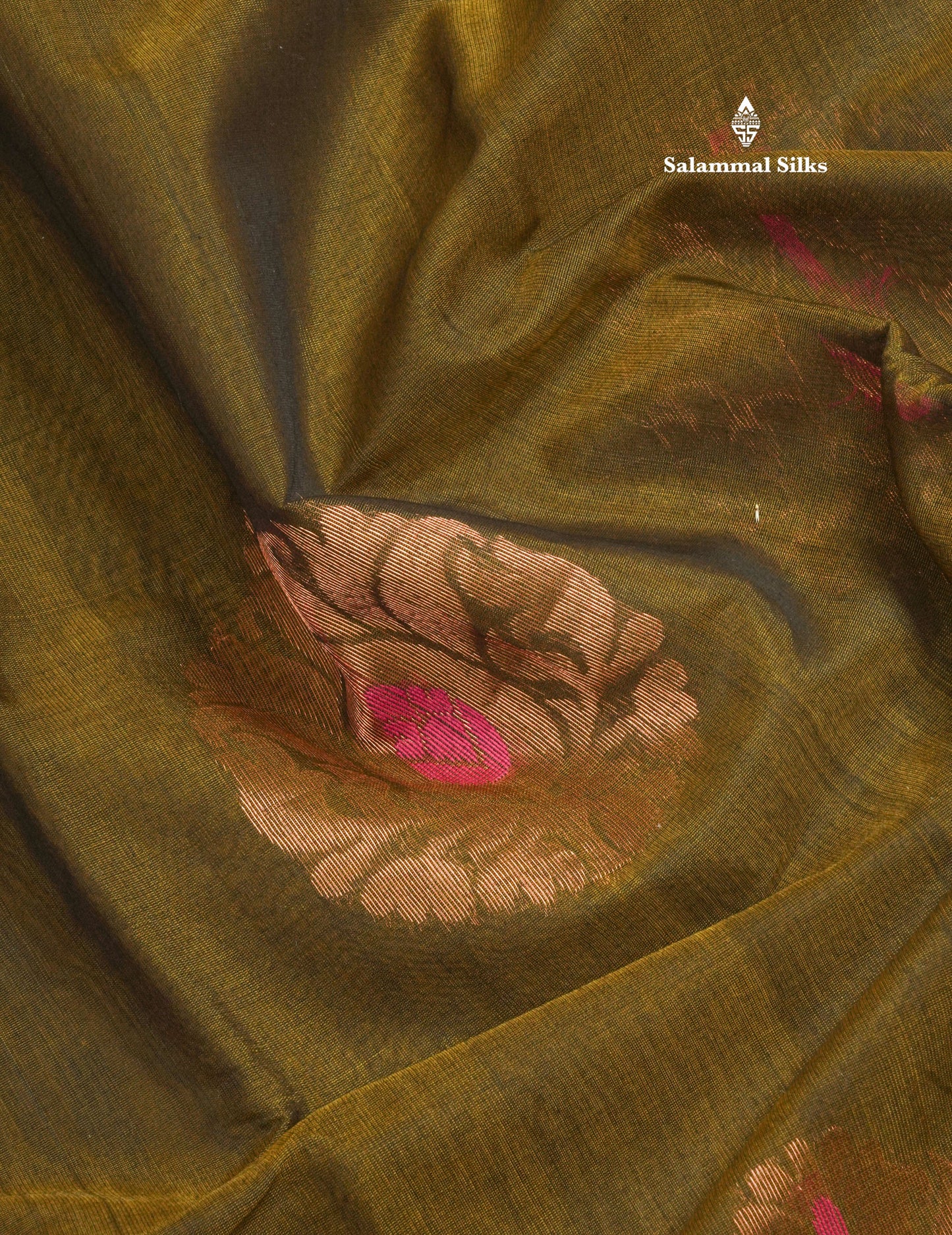 Olive Mustard Yellow Beautiful SICO Cotton Saree With Magenta Border