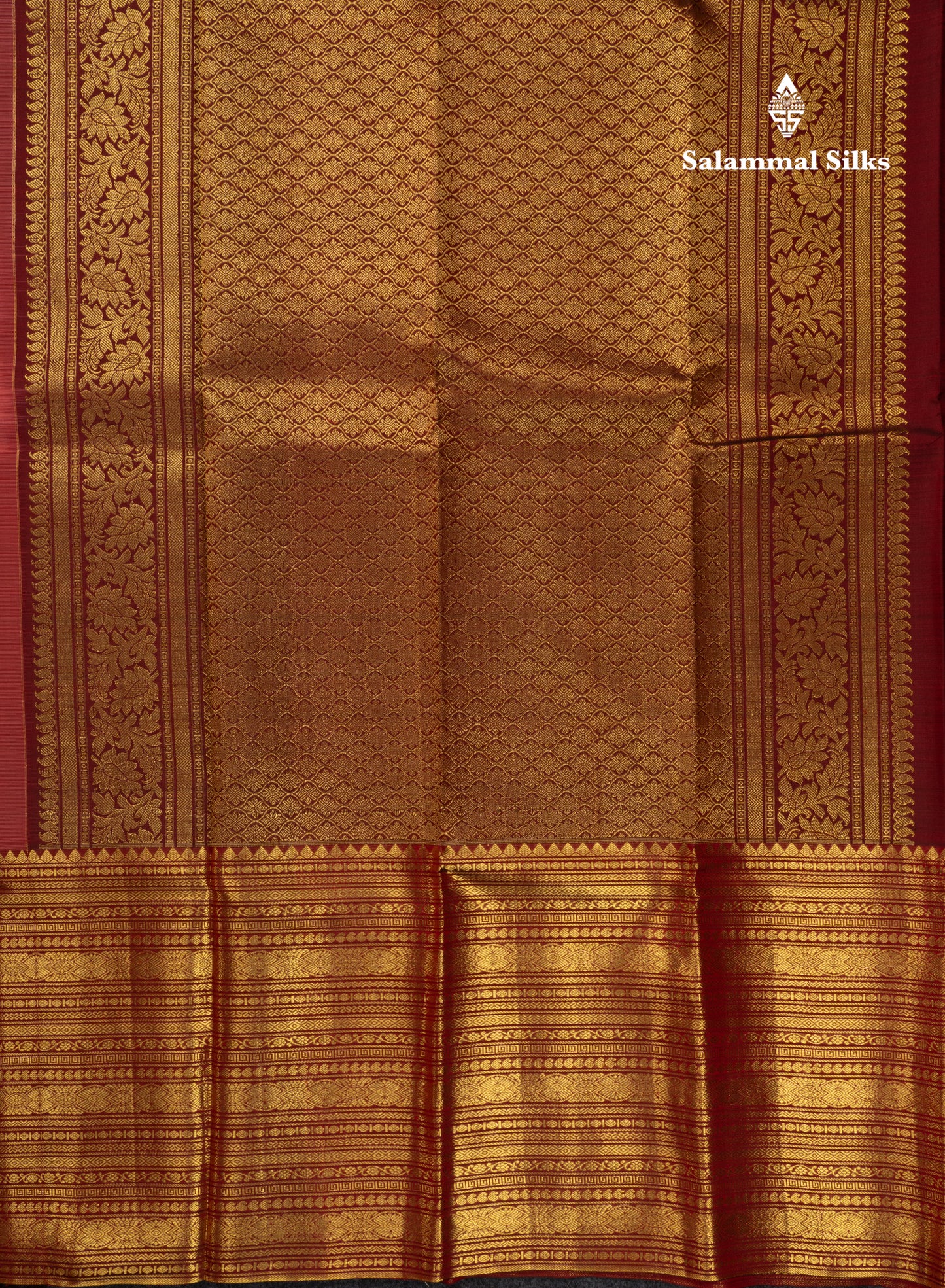 Kanjivaram Beautiful Pinkish Peach Pure Silk Saree With Maroon Long Border