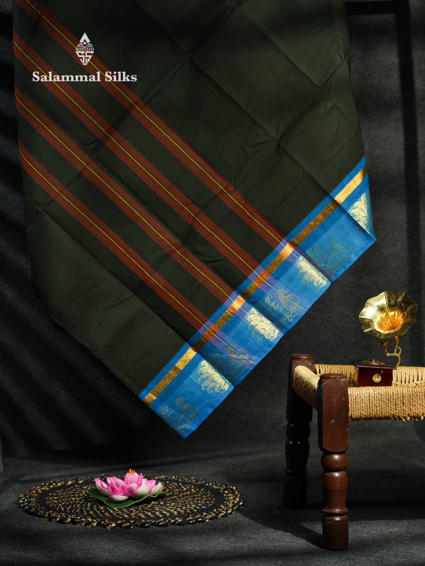 Beautiful Lavender Plain Pure Chettinad Cotton Saree With Maroon Traditional Border