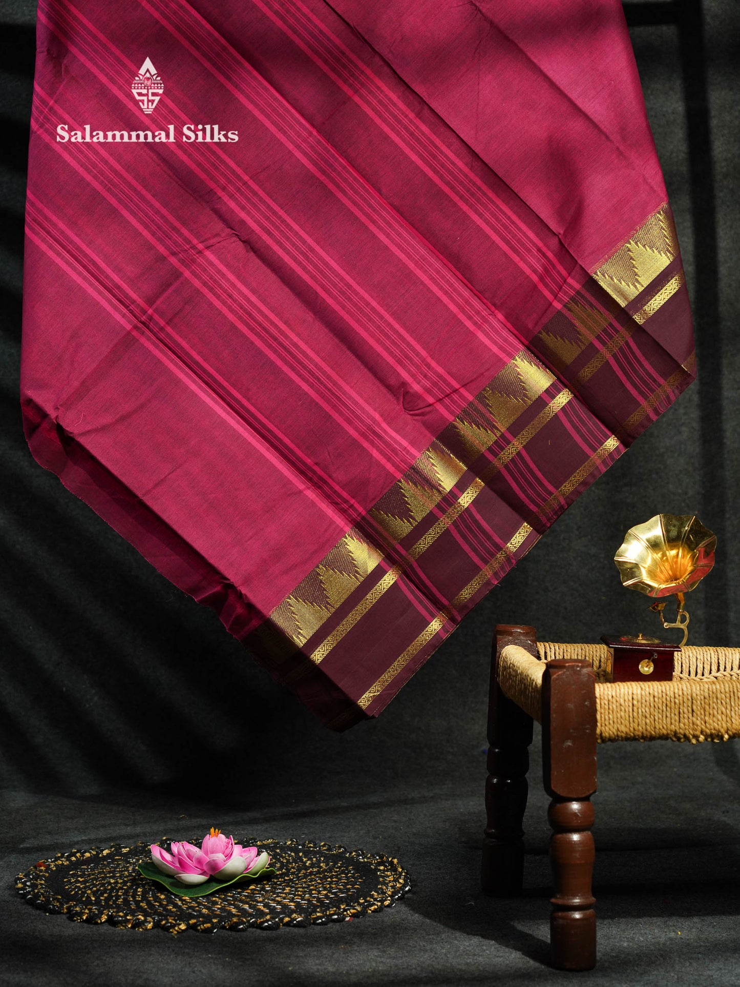 Beautiful Peacock Blue Plain Chettinad Pure Cotton Saree With Navy Blue Traditional Double And Temple Border