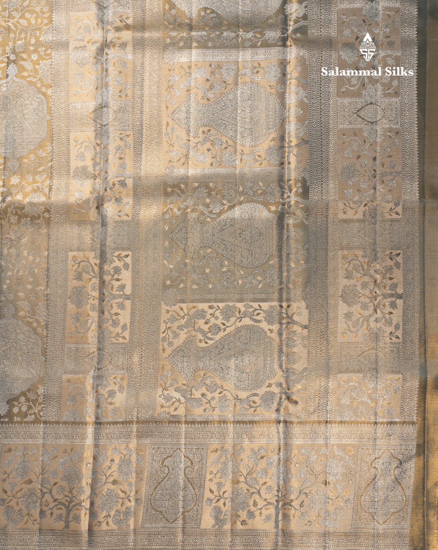Beautiful Silver Tissue Bridal Pure Kanjivaram Silk Saree