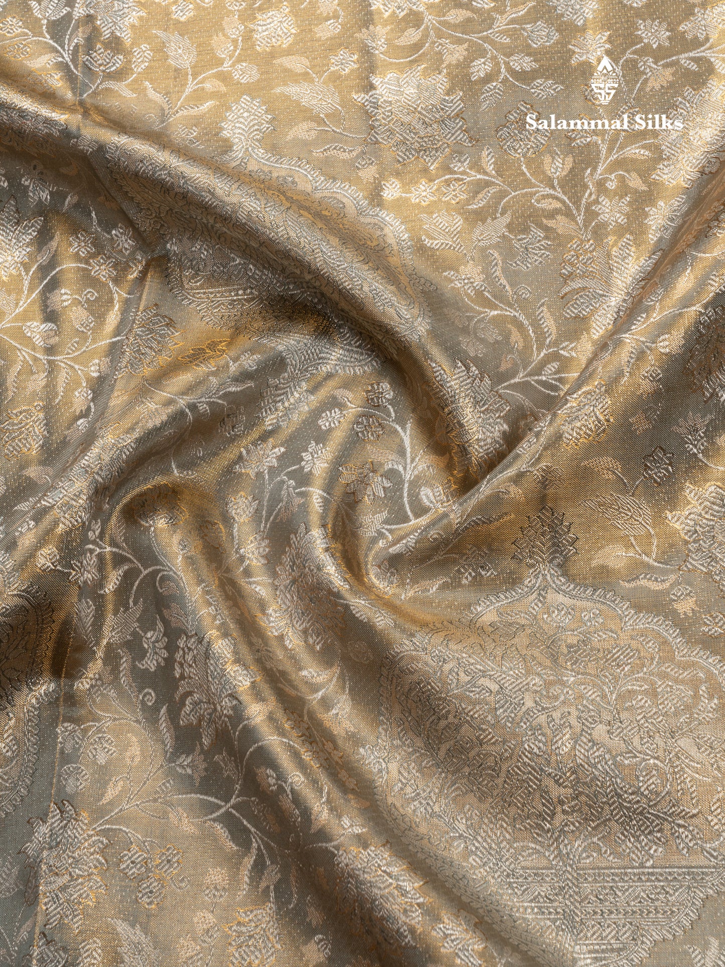 Beautiful Silver Tissue Bridal Pure Kanjivaram Silk Saree