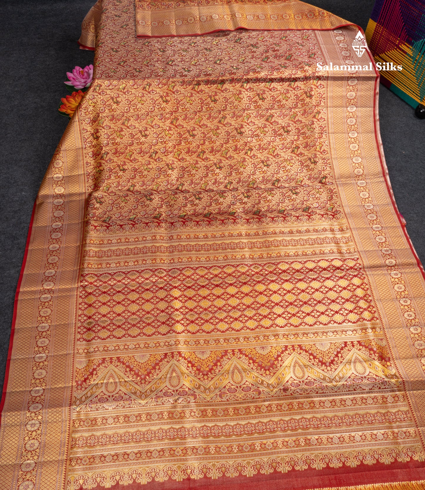 Beautiful Red Meenakari Work Bridal Pure Kanjivaram Silk Saree