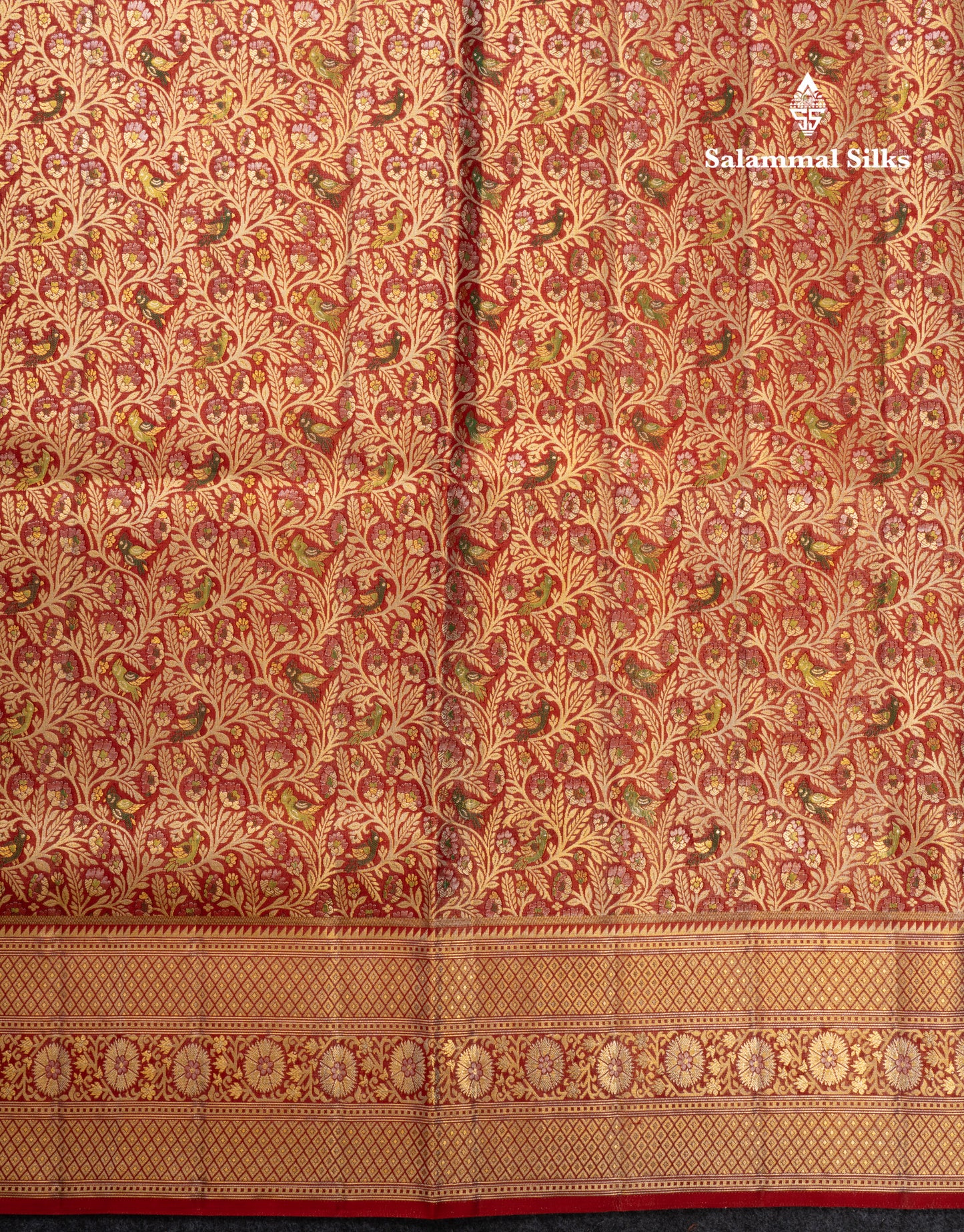Beautiful Red Meenakari Work Bridal Pure Kanjivaram Silk Saree