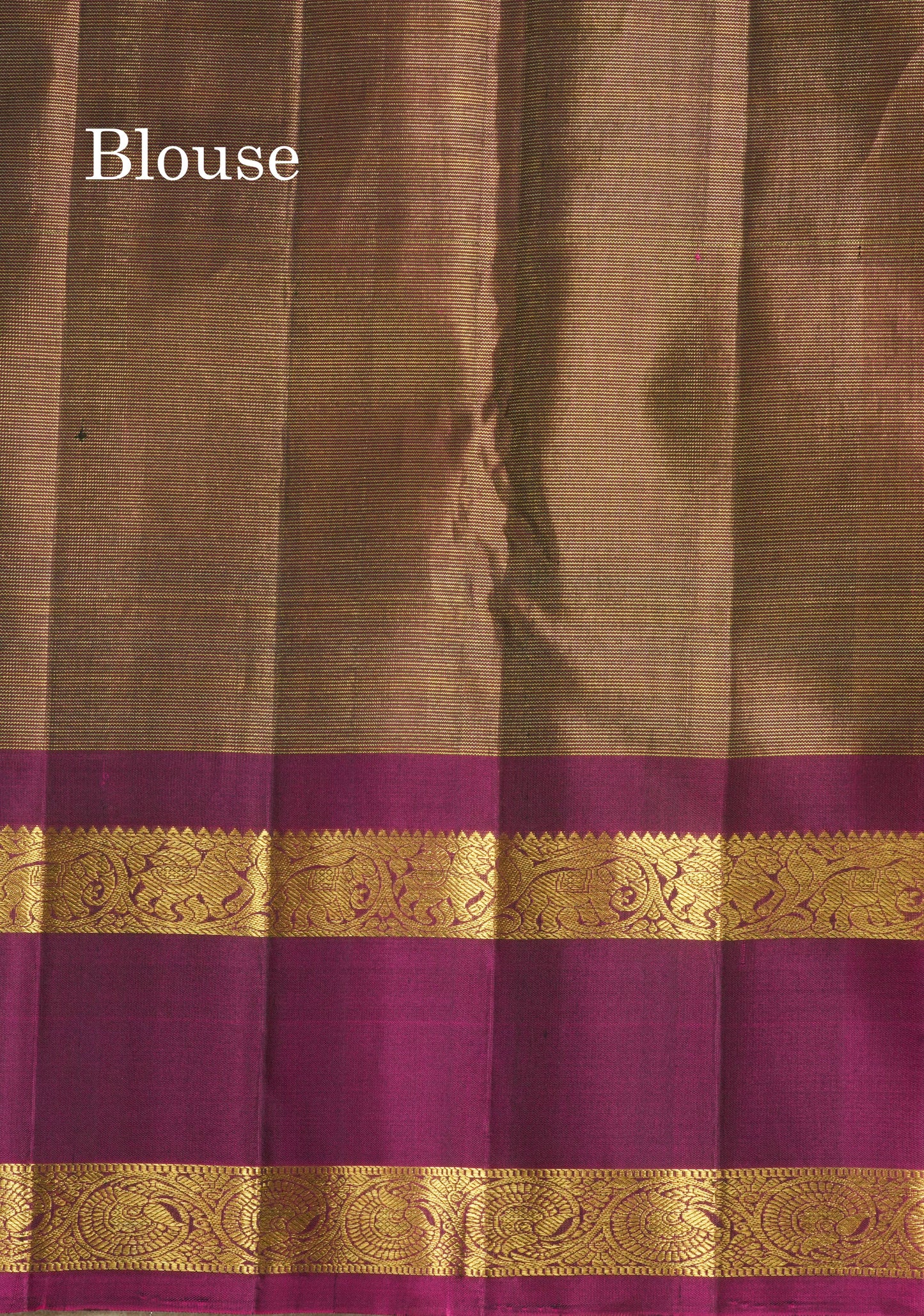 Bottle Green Vairaoosi Pure Kanjivaram Silk Saree With Contrast Magenta Rettapet (Gap) Border
