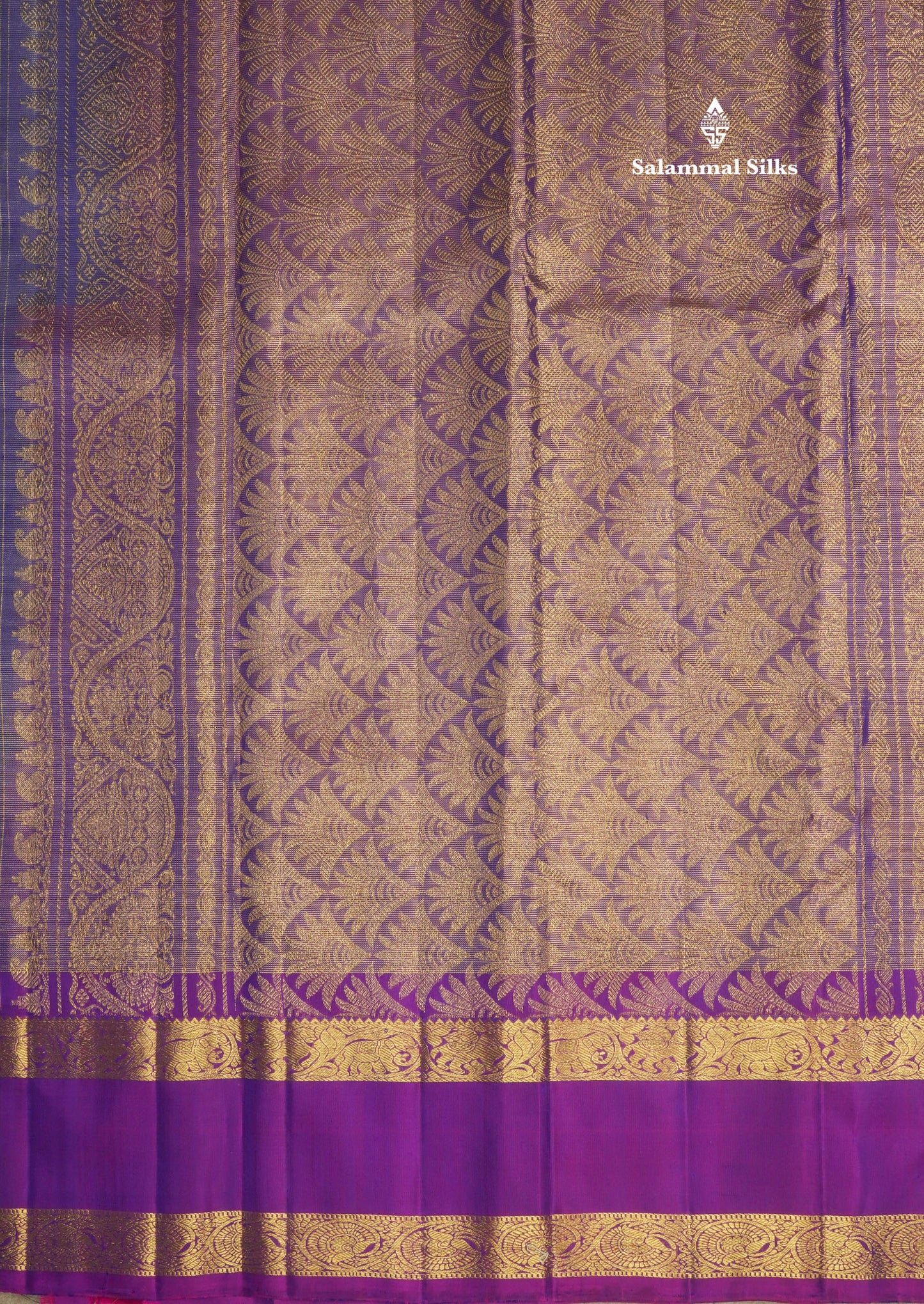 Bottle Green Vairaoosi Pure Kanjivaram Silk Saree With Contrast Magenta Rettapet (Gap) Border
