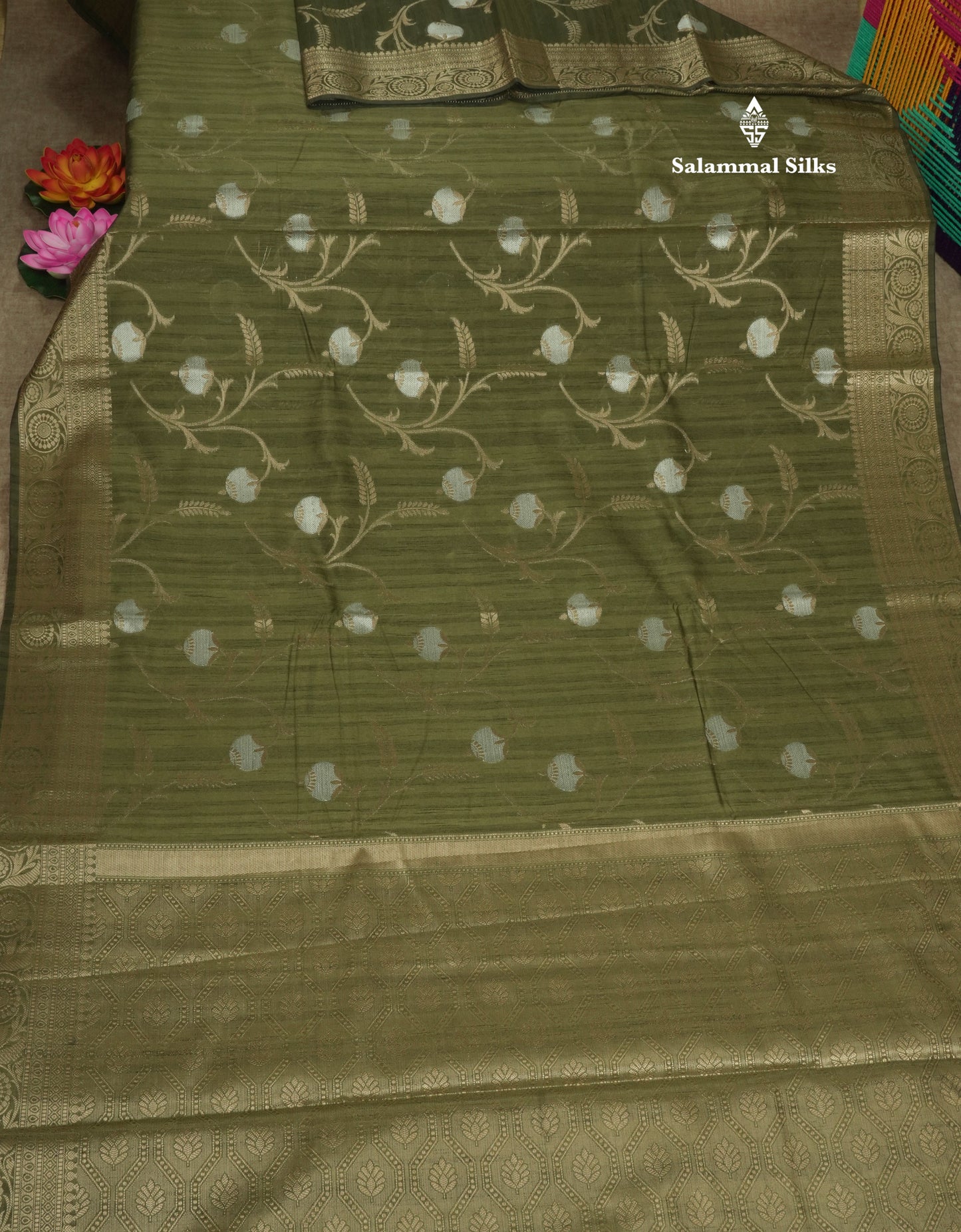 Brown Semi Tussar Saree With Fancy Border