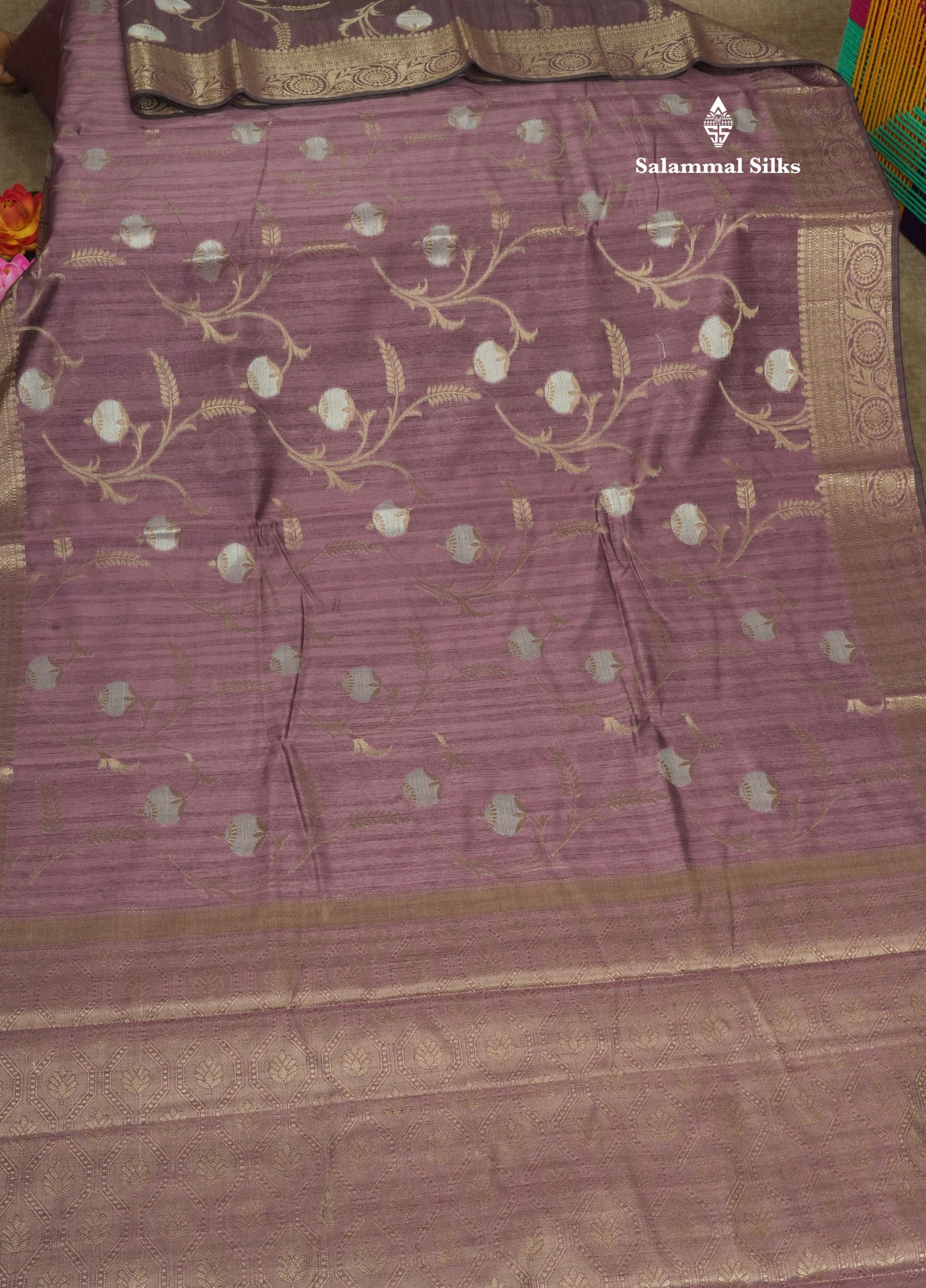 Brown Semi Tussar Saree With Fancy Border