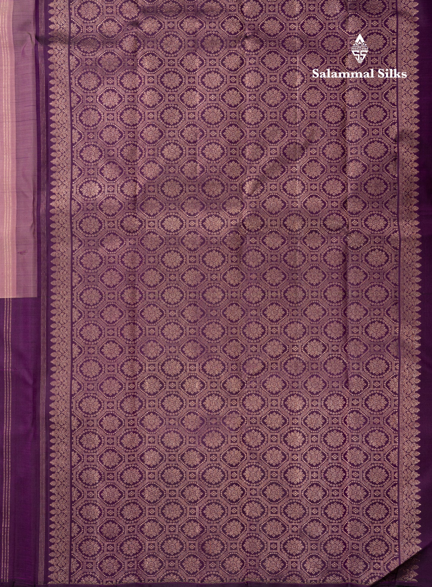 Fancy Koravi Wooden Design Body Pure Kanjivaram Silk Saree With Long Contrast Dark Purple Border