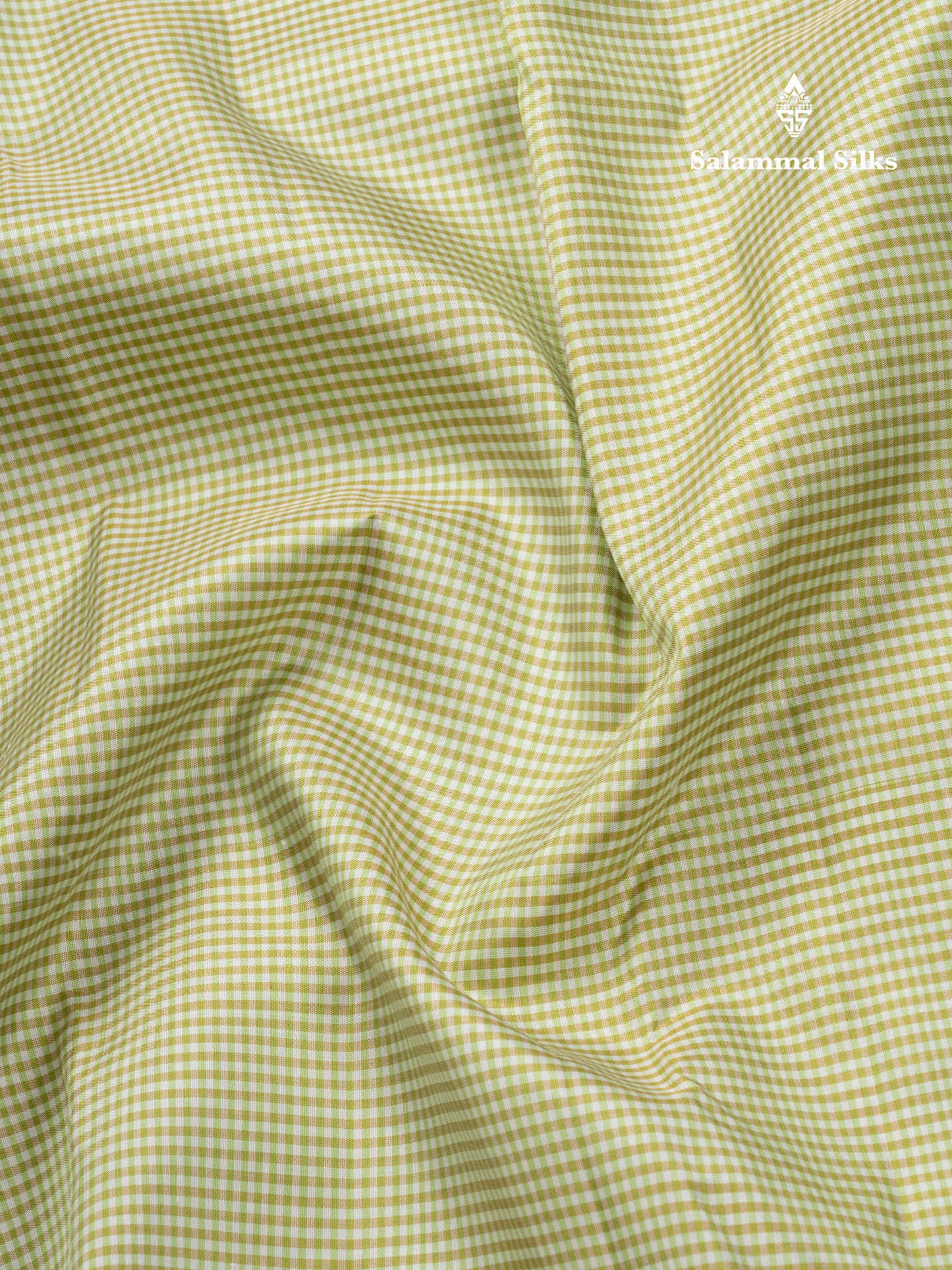 Koravi Tiny Checks Pure Kanjivaram Silk Saree With Contrast Violet Double Border