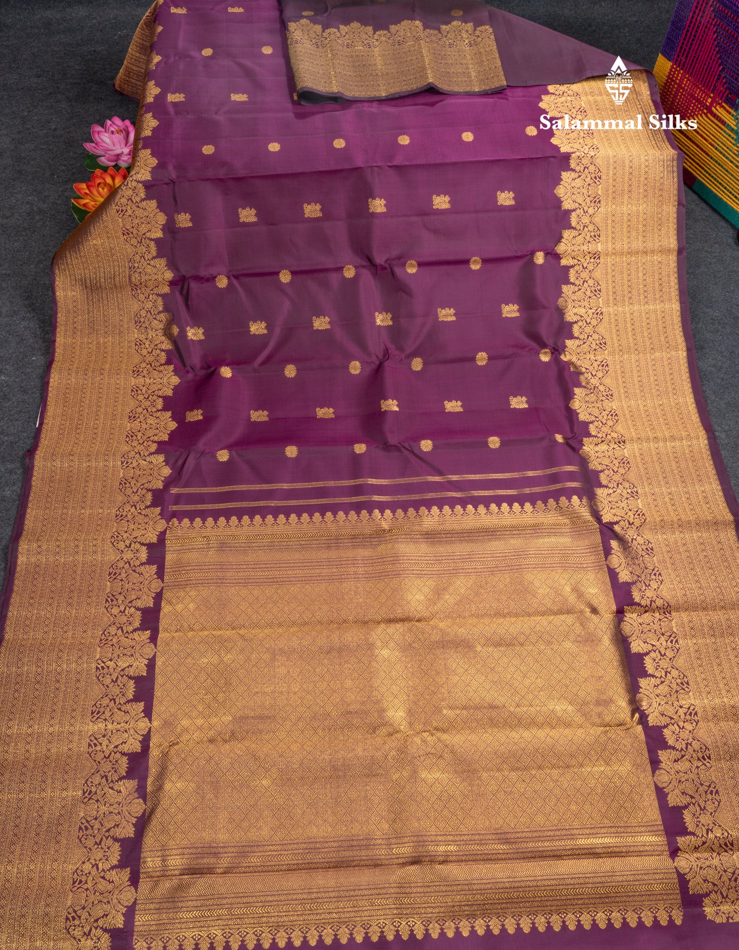 Magenta Pure Kanjivaram Silk Saree With Turning Border