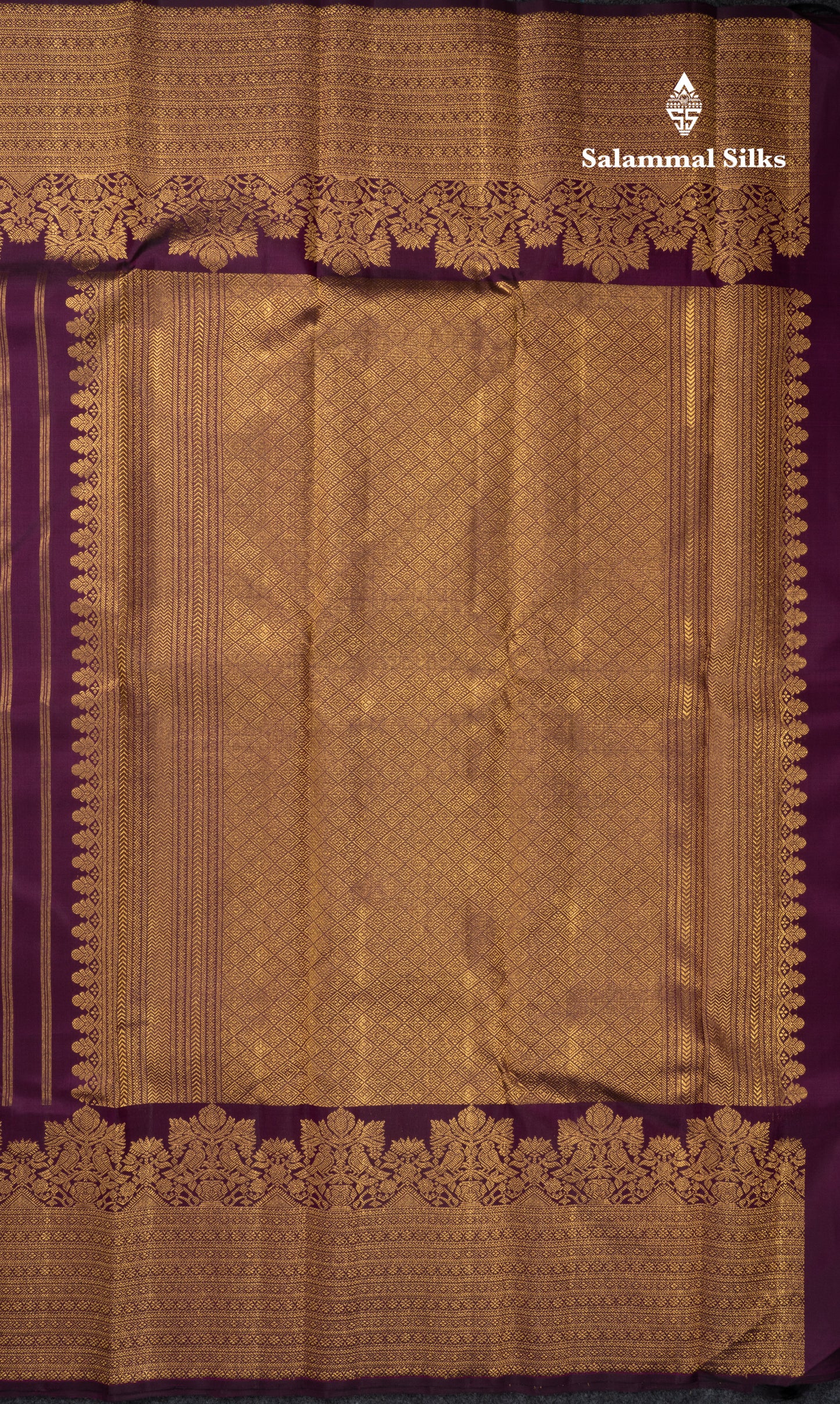 Magenta Pure Kanjivaram Silk Saree With Turning Border