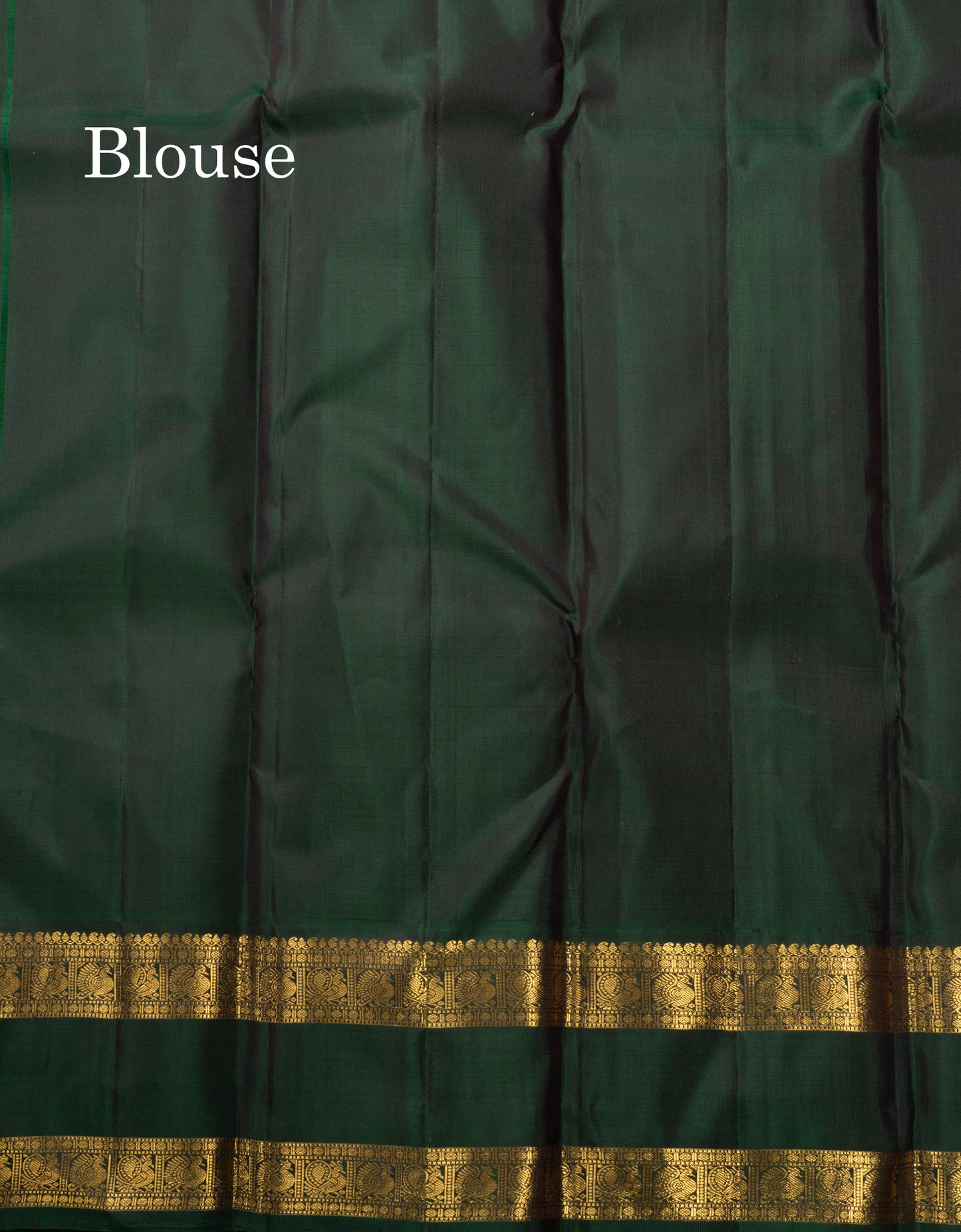 Korvai Beige Pure Kanjivaram Silk Saree With Traditional Bottle Green Double Border