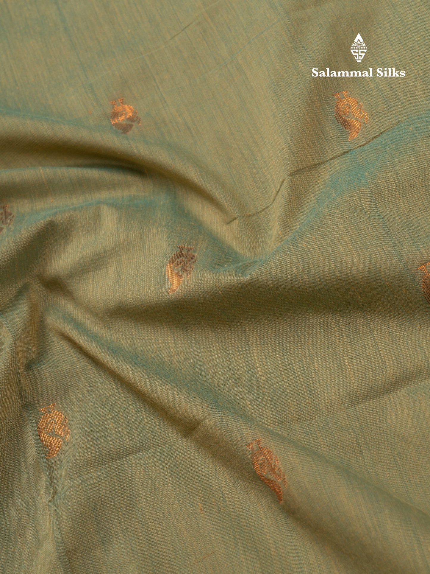 Pista Green Kalyani Cotton Saree With Contrast Sapphire Green Border
