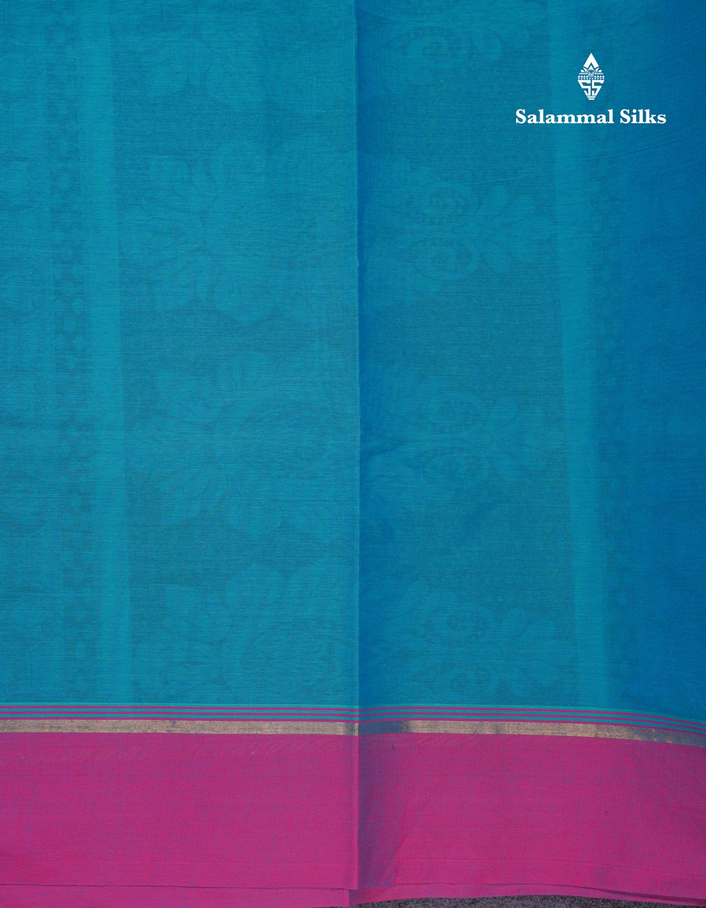 Beautiful Ramar Blue Thread Work Buttas Pure Cotton Saree With Contrast Violet Border