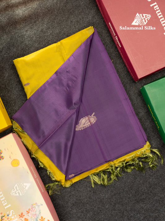 Purple Banana Pinth Saree (Vaazhainaar Pattu) With Contrast Manthulir Yellow Blouse