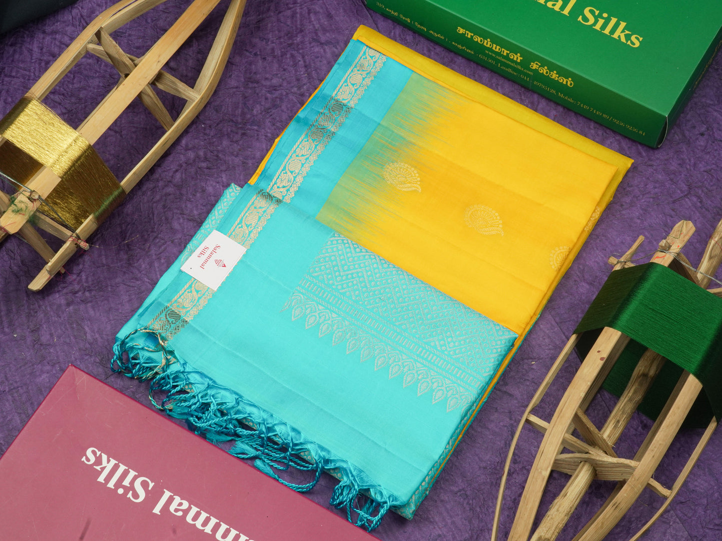 Half White Pure Kanjivaram Soft Silk Saree With Contrast Sky Blue Small Traditional Border