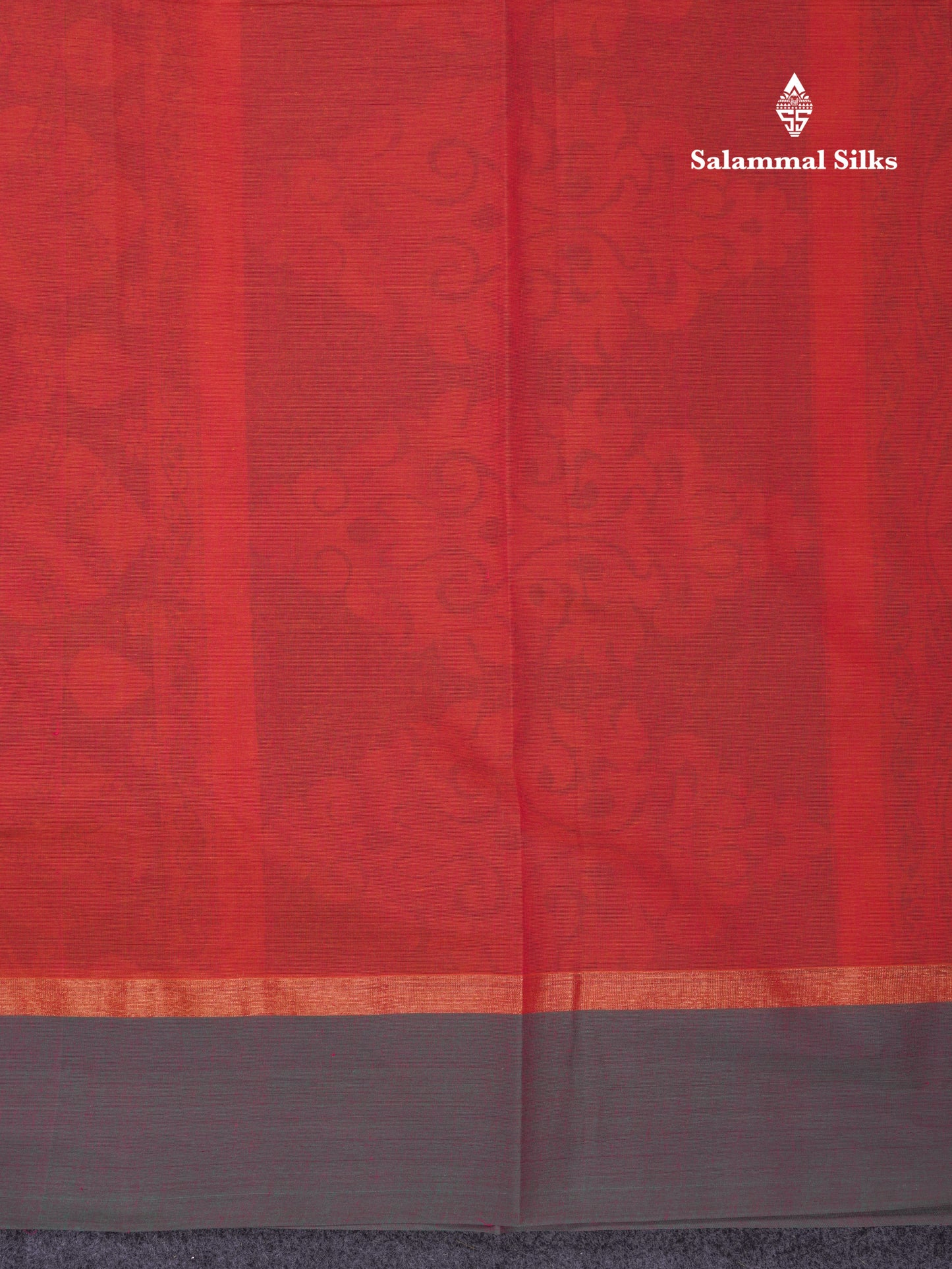 Beautiful Pinkish Orange Thread Work Buttas Pure Cotton Saree With Contrast Dual Tone Green Border