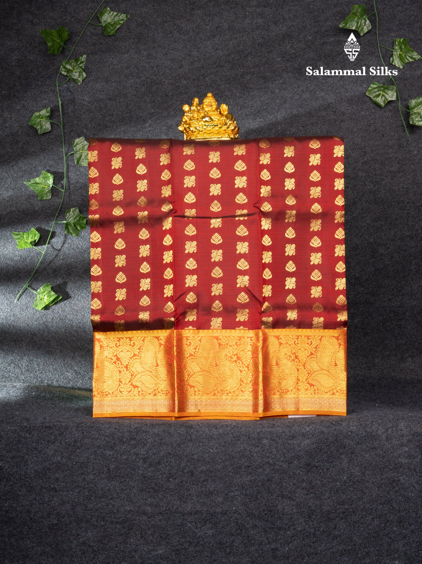 Pure Silk Pattu Pavadai (Dark Maroon) With Mustard Yellow Blouse 26.50"