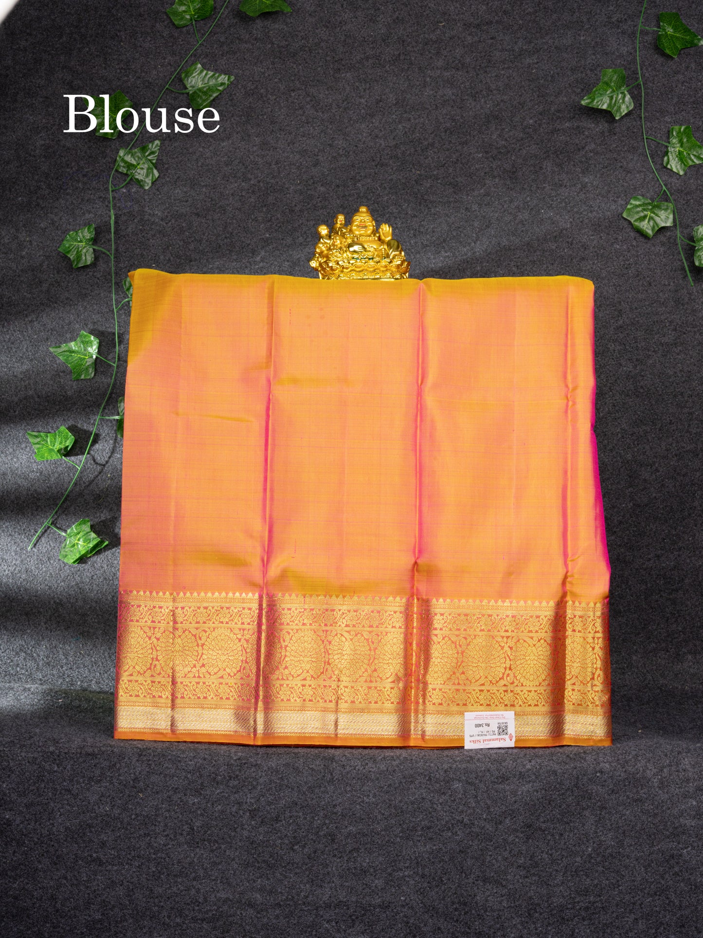 Pure Silk Pattu Pavadai (Rani Pink) With Pinkish Orange Blouse 27"