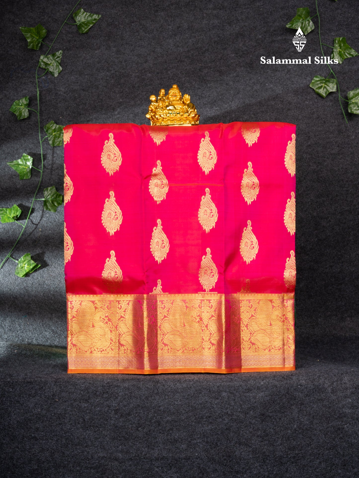 Pure Silk Pattu Pavadai (Rani Pink) With Pinkish Orange Blouse 27"