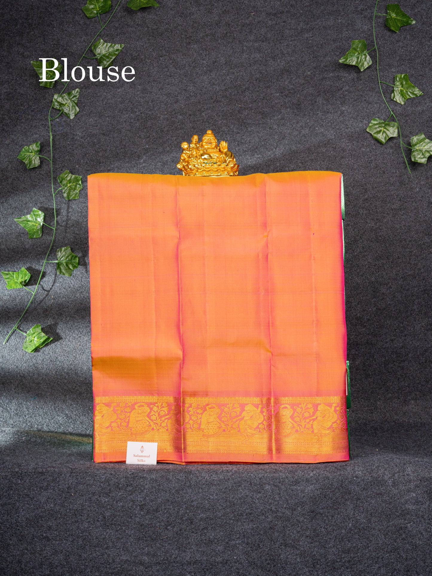 Pure Silk Pattu Pavadai (Magenta Pink) With Pinkish Orange Blouse 28"