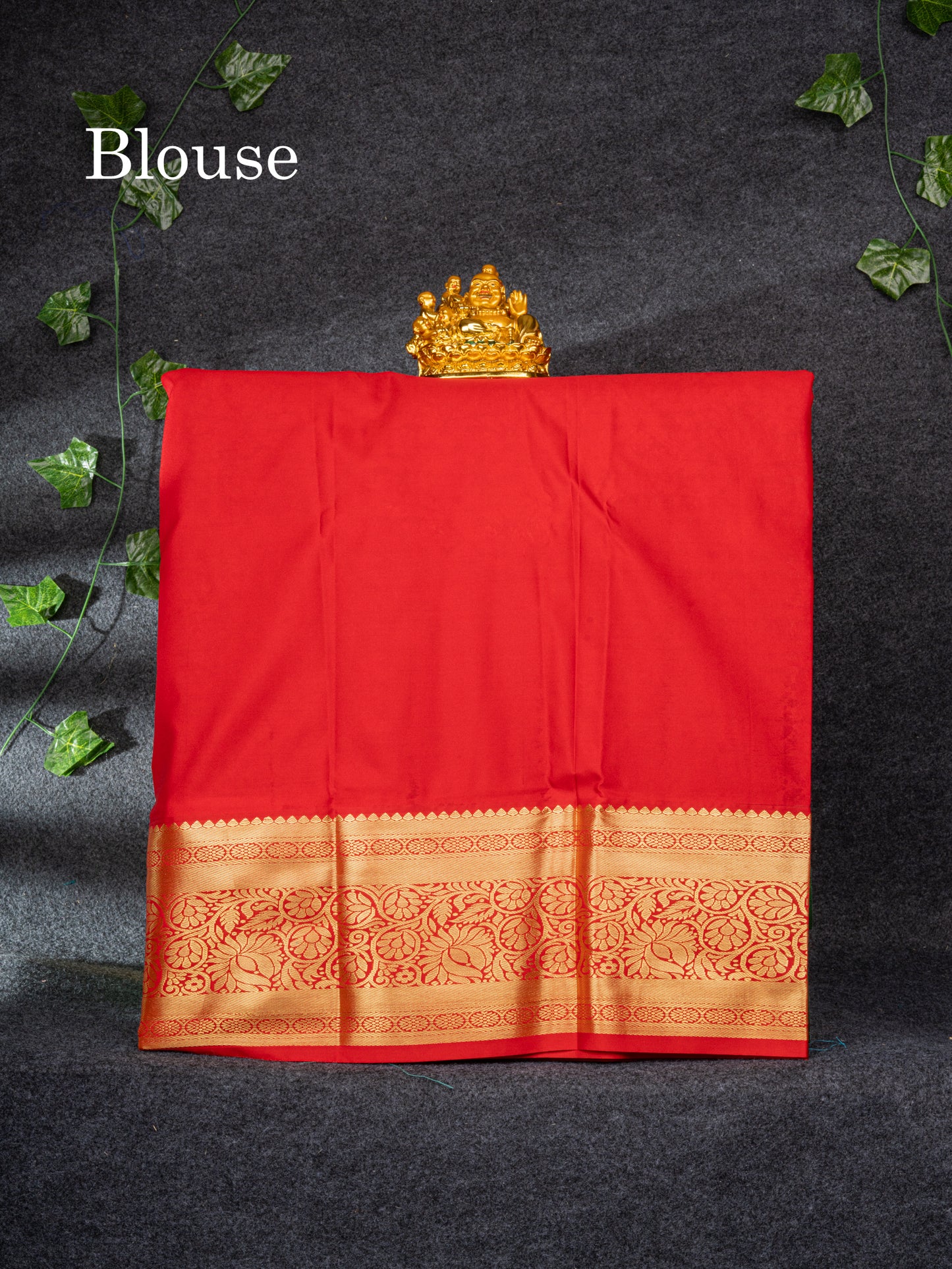 Semi Silk Pattu Pavadai (Sapphire Green) with Chilly Red Blouse 26.50"