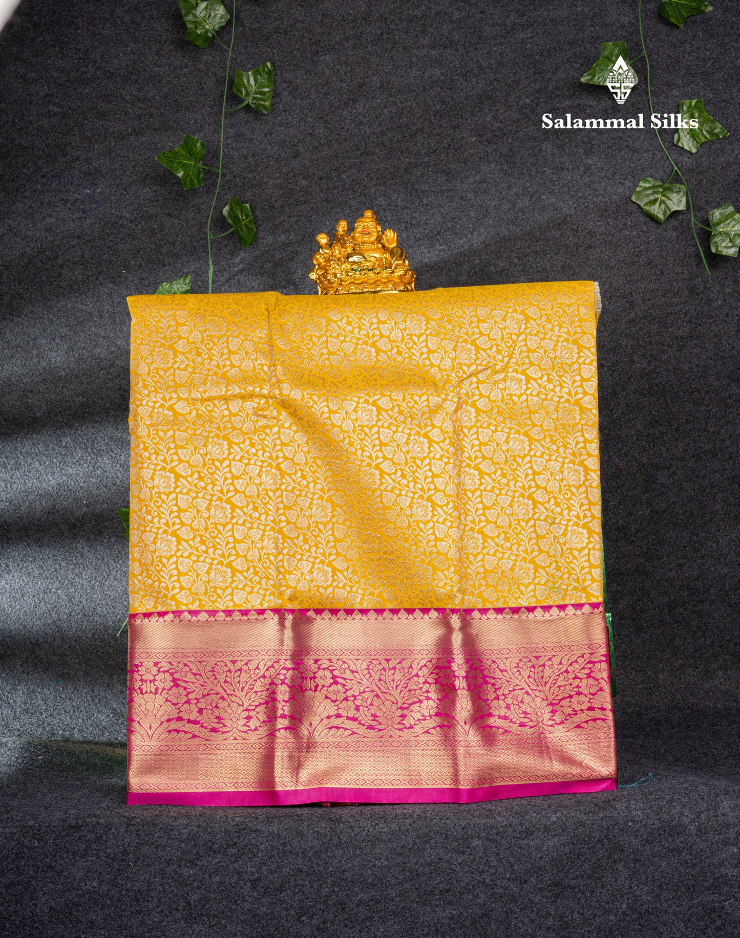 Semi Silk Pattu Pavadai (Yellow) with Pink Blouse 27"