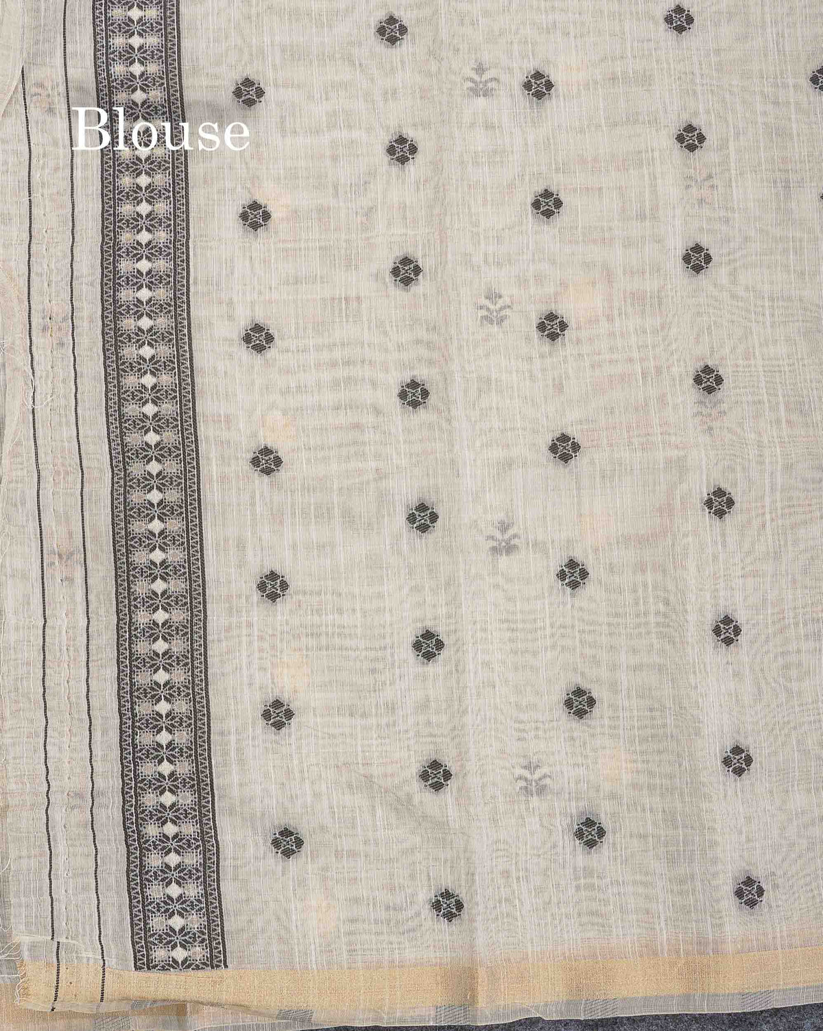 Cotton Mix Saree - Half White Colour Body With Small Ribbon Border