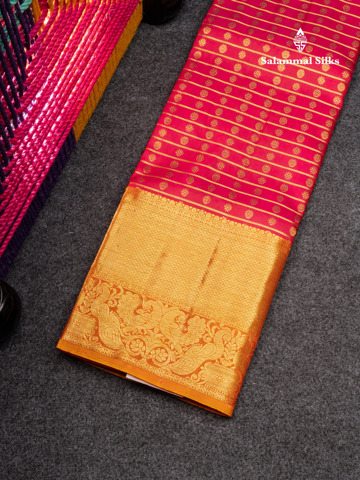 Pure Silk Pattu Pavadai (Violet) With Olive Mustard Yellow Blouse 27"