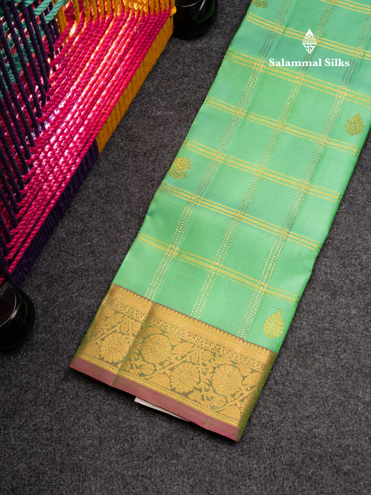 Pure Silk Pattu Pavadai (Saffire Green) With Magenta Pink Blouse 27"